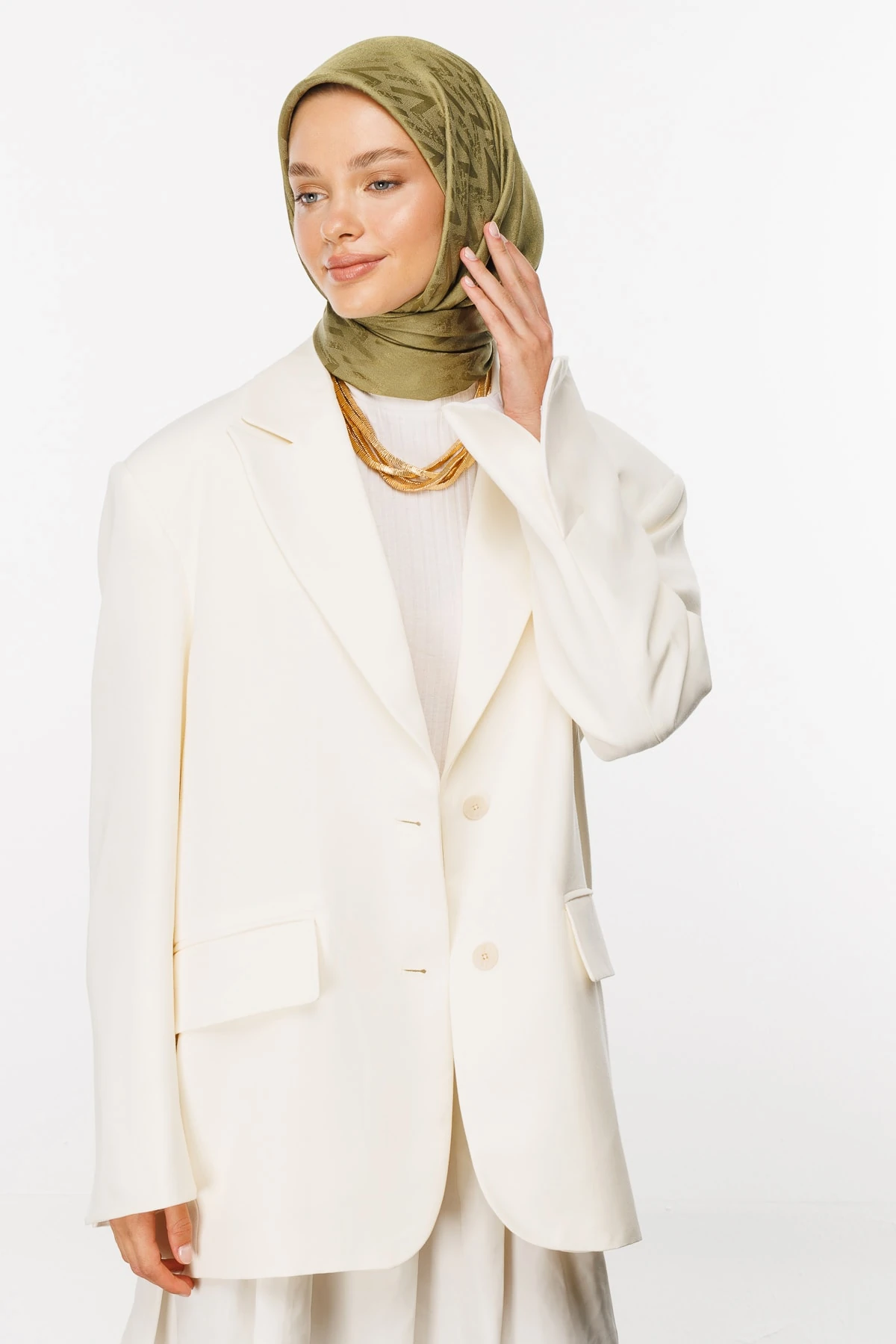 Luxury Jacquard Scarf - Soft Green