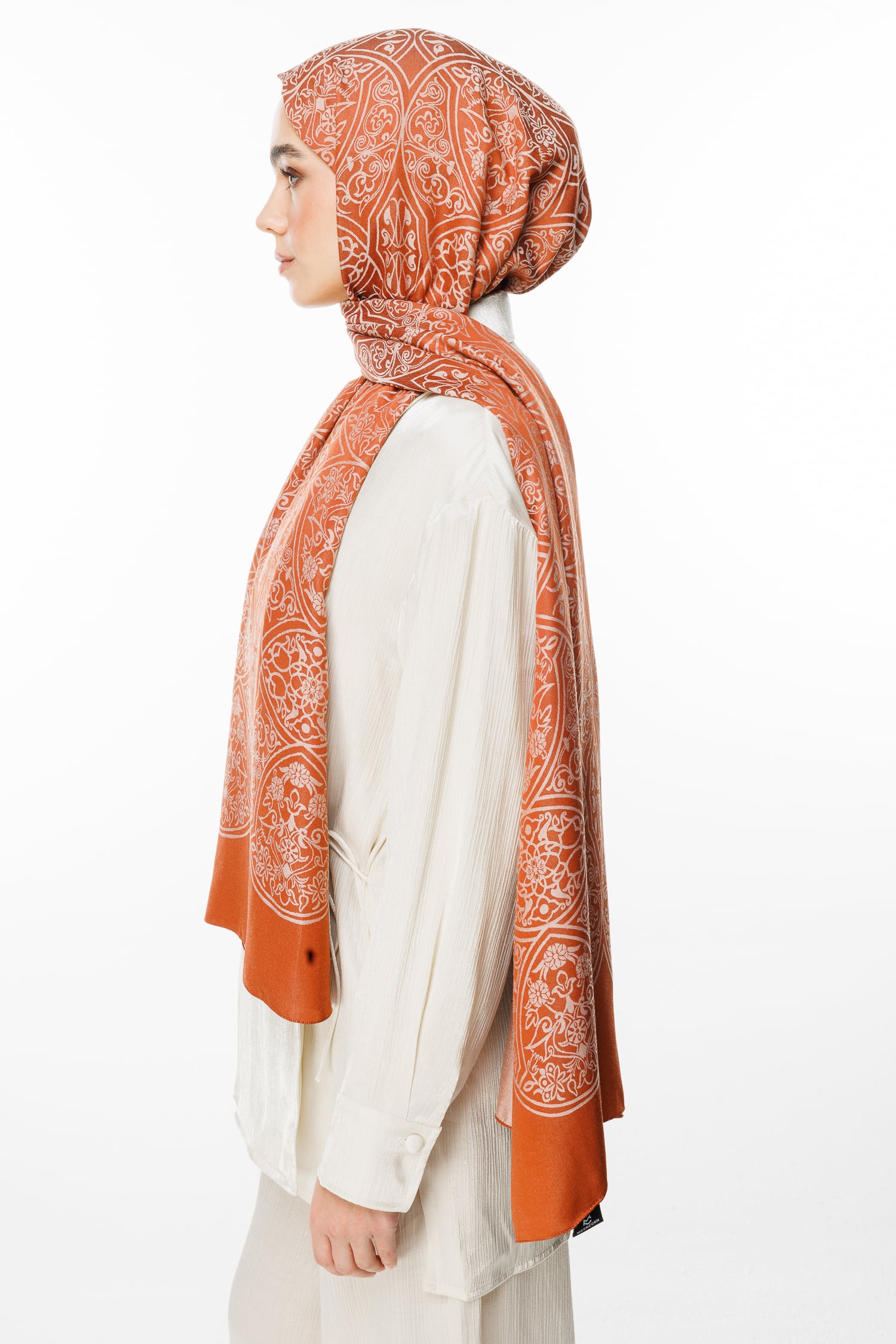 Morocco Pattern Double-Sided Shawl - Mink-Cinnamon