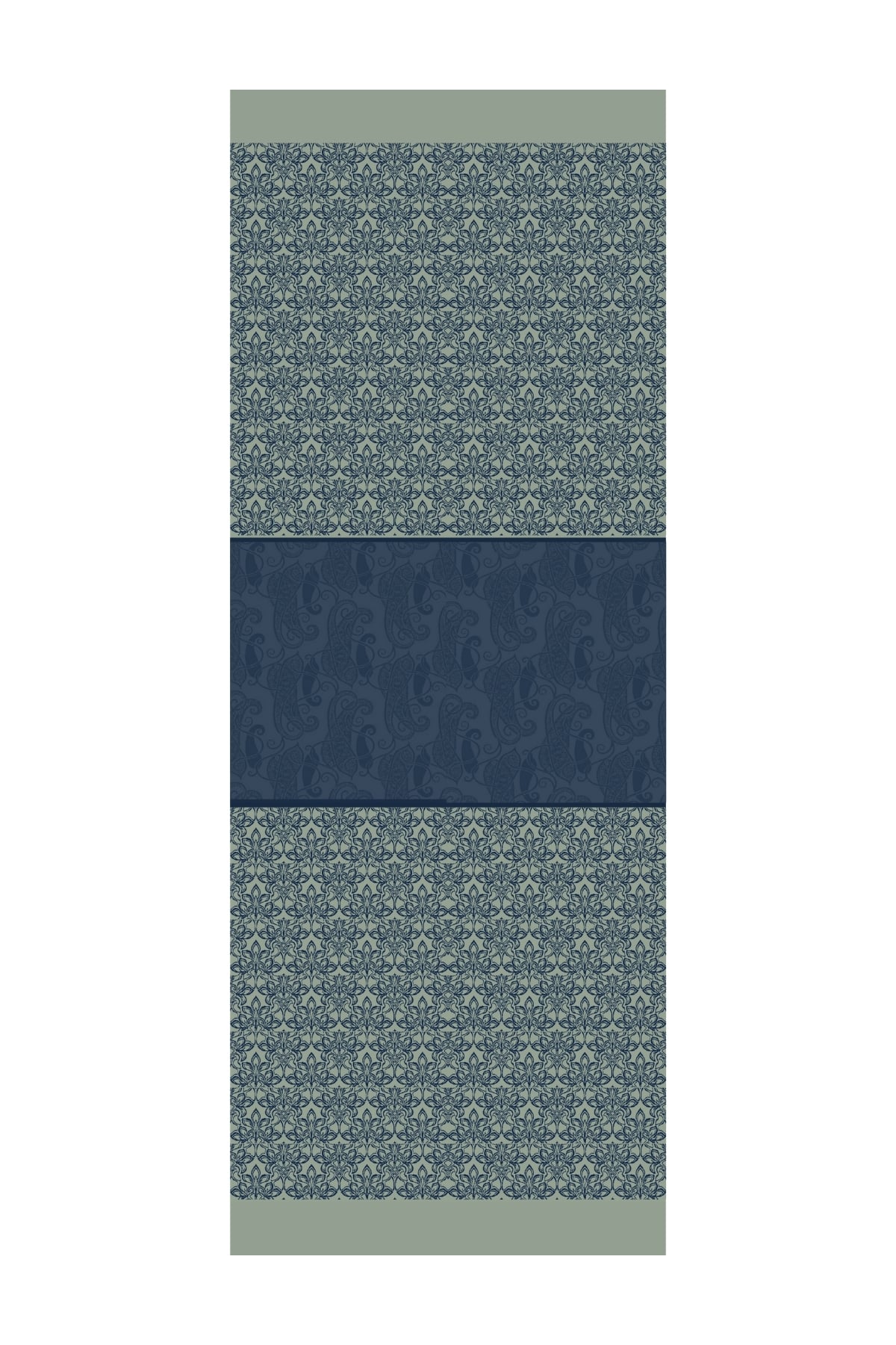 Nora-Pattern Reversible Shawl - Navy Blue-Aqua Green