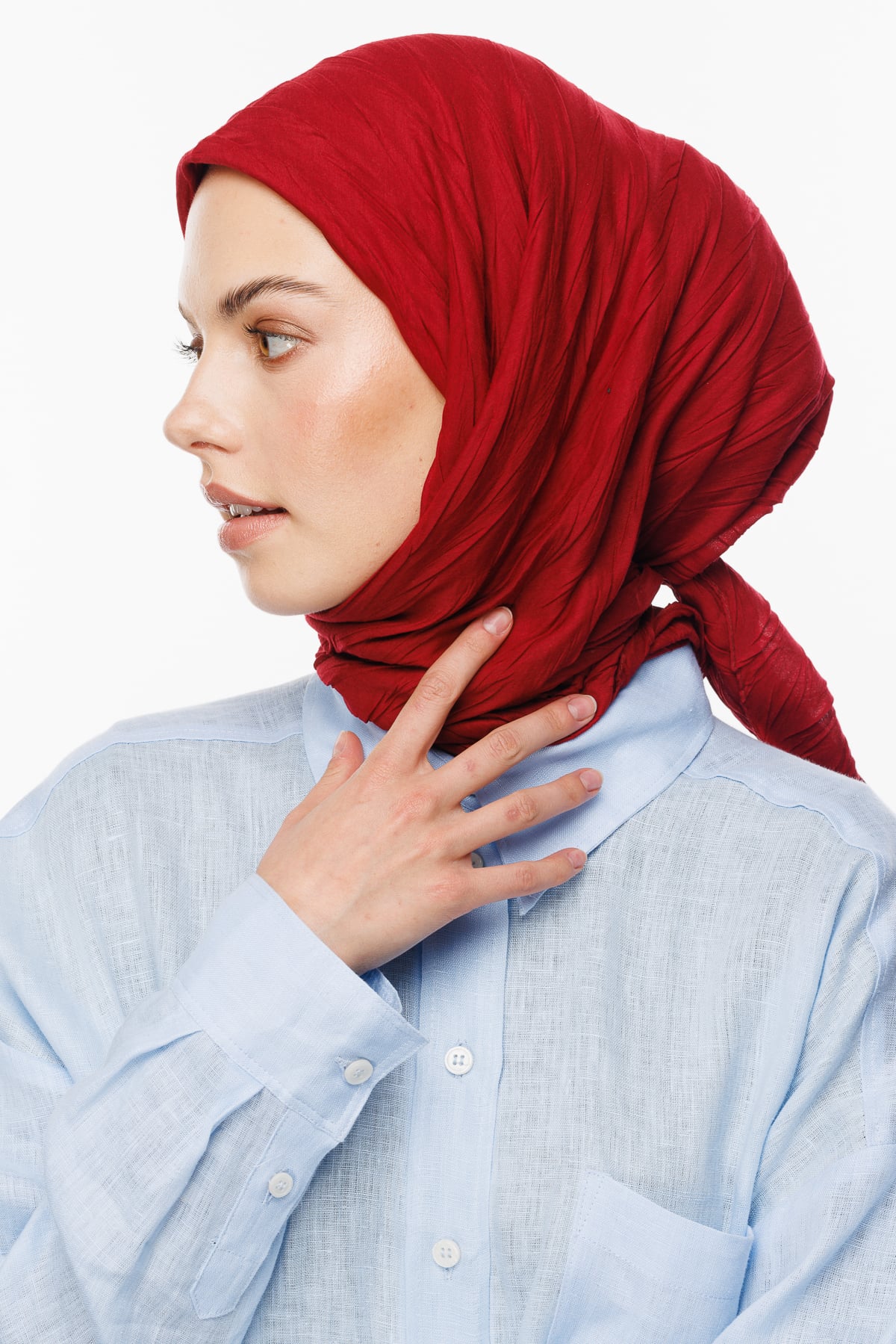 Pleated Bamboo Scarf - Claret Red