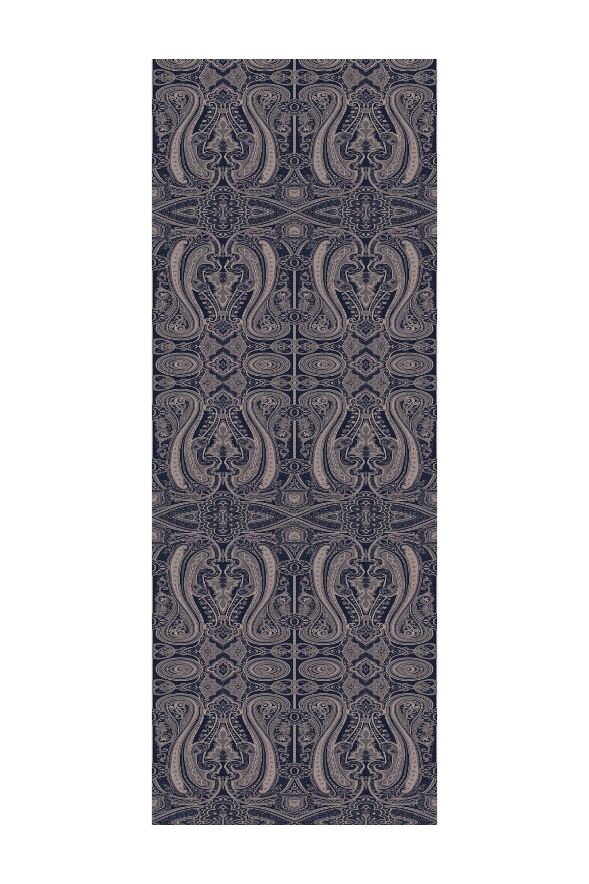 Liva Pattern Shine Line Shawl - Navy Blue-Beige