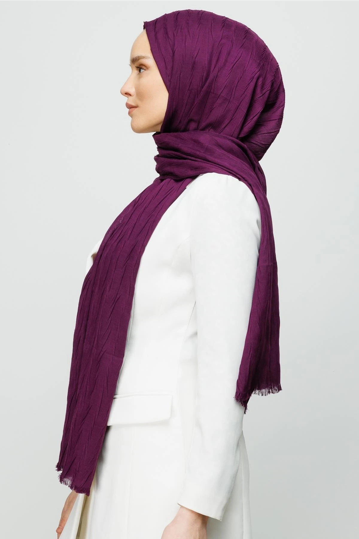 Pleated Bamboo Shawl - Purple