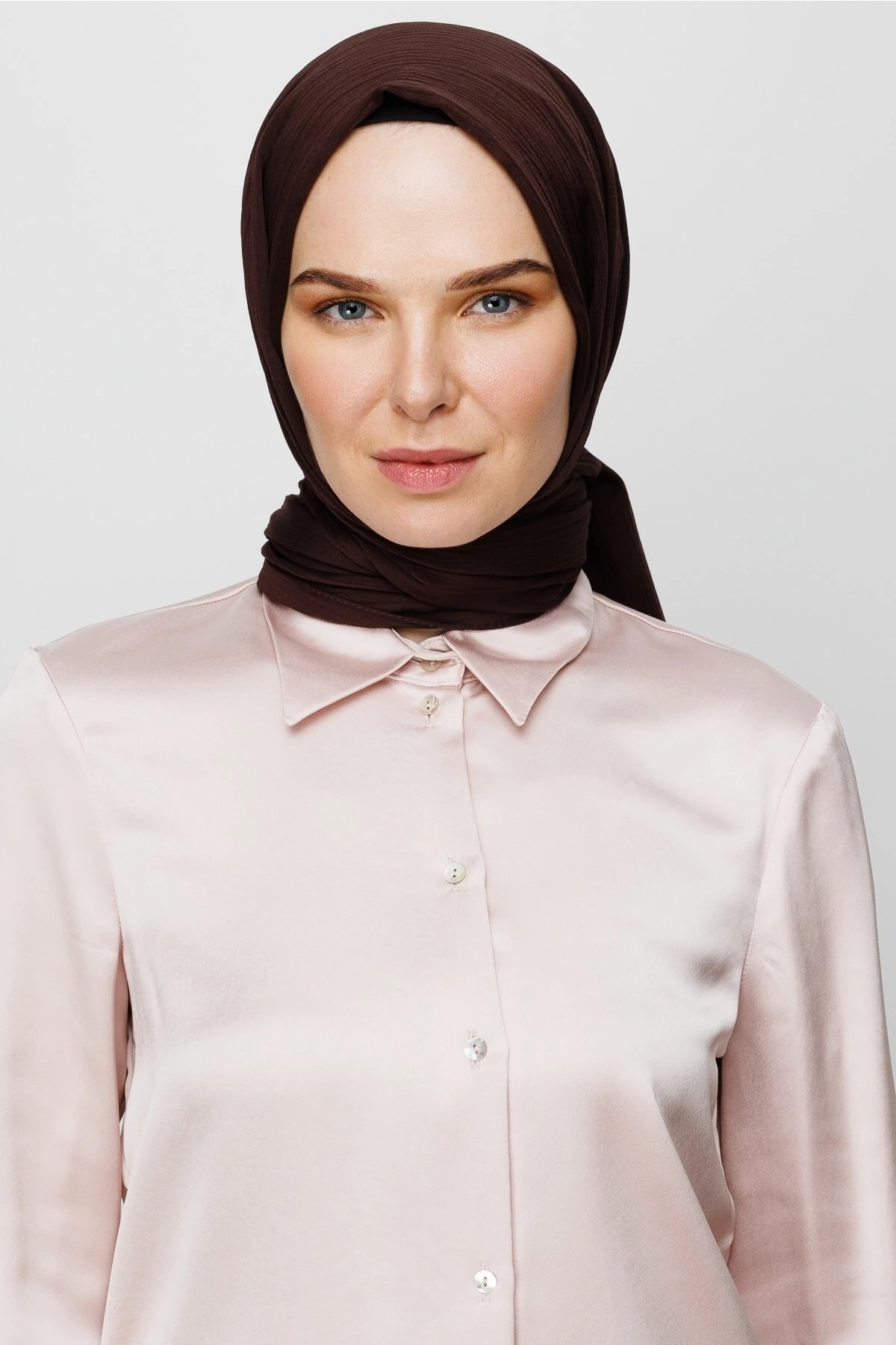 Wholesale Crinkle Medina Silk Shawl - Bitter Coffee