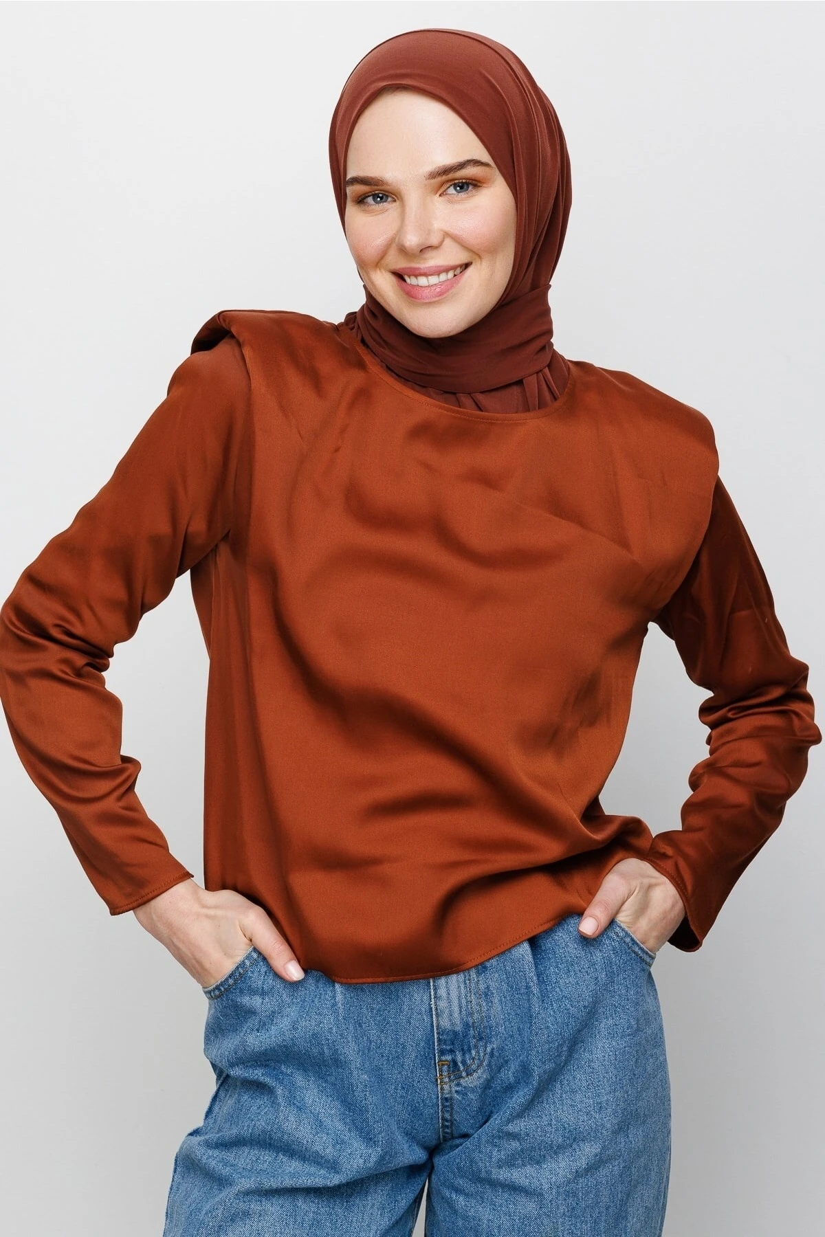 Toptan Hazır Şal - Koyu Kiremit