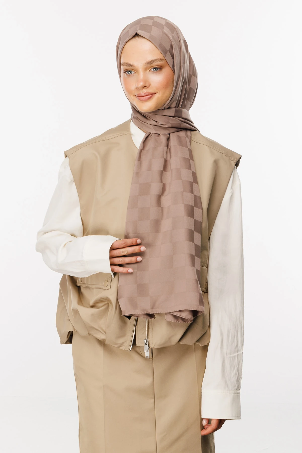 Toptan Dama Desen İpeksi Jakar Şal - Kanyon