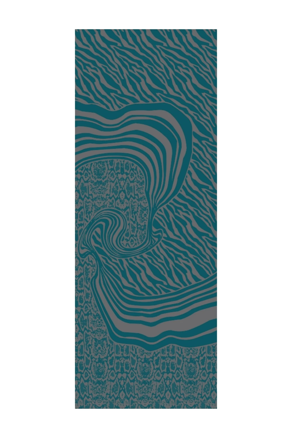 Riad-Pattern Reversible Shawl - Dark Gray-Emerald