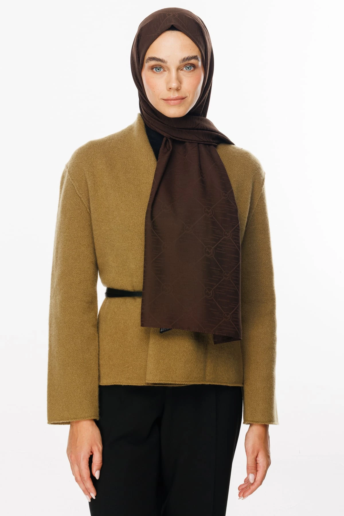 Toptan Moon Is Desen Jakar Şal - Acı Kahve