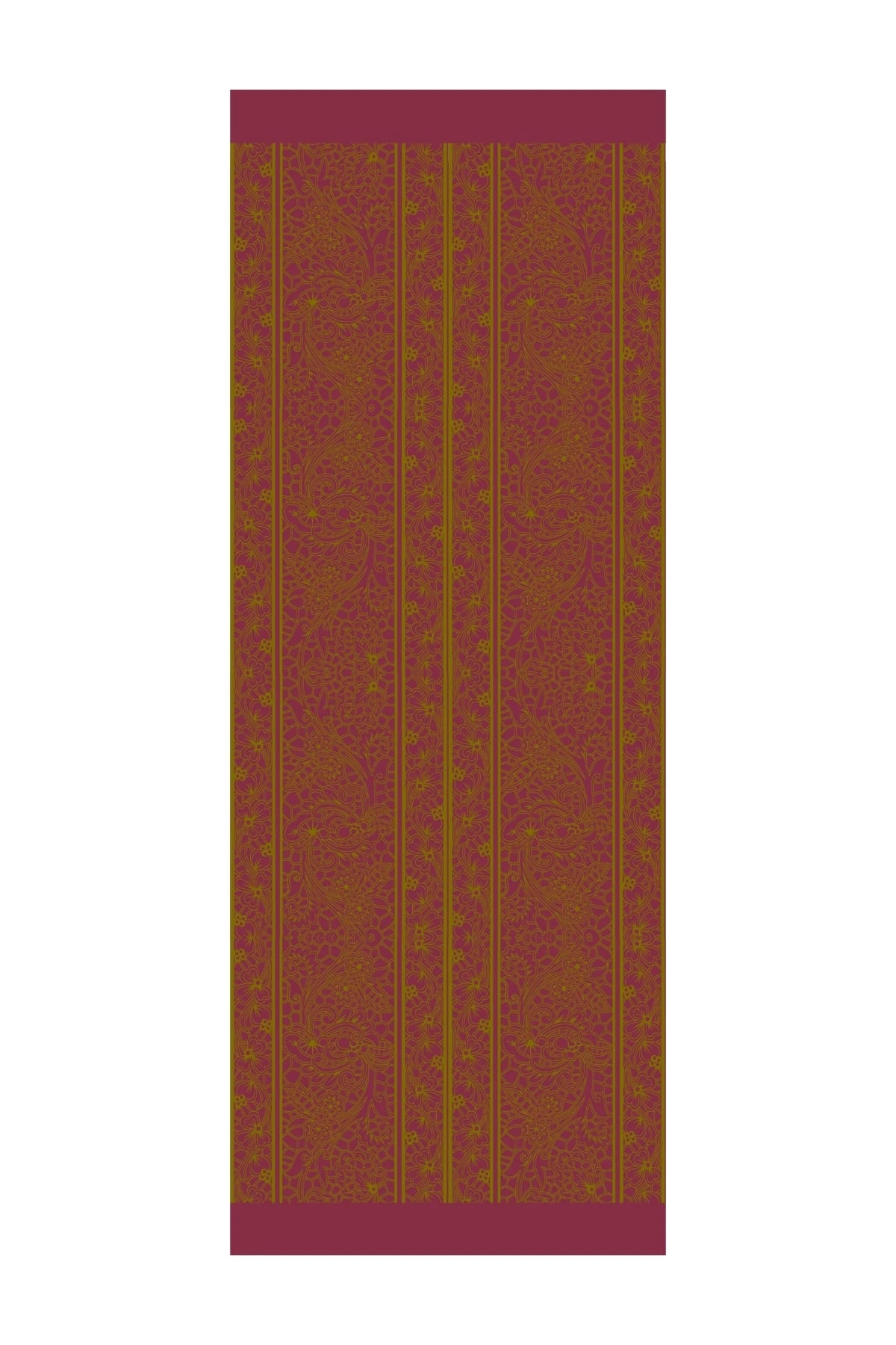 Toptan Lavin Desen Çift Taraflı Şal - Yağ Yeşili-Mürdüm