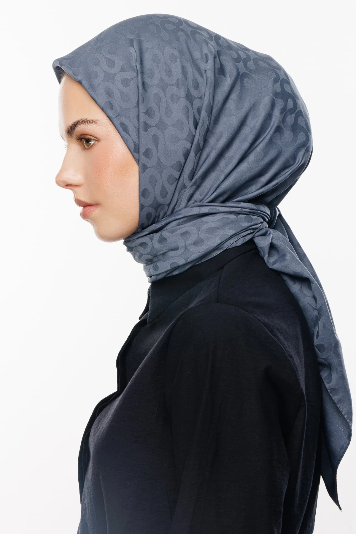 Toptan Moon Desen İpeksi Jakar Eşarp - Füme