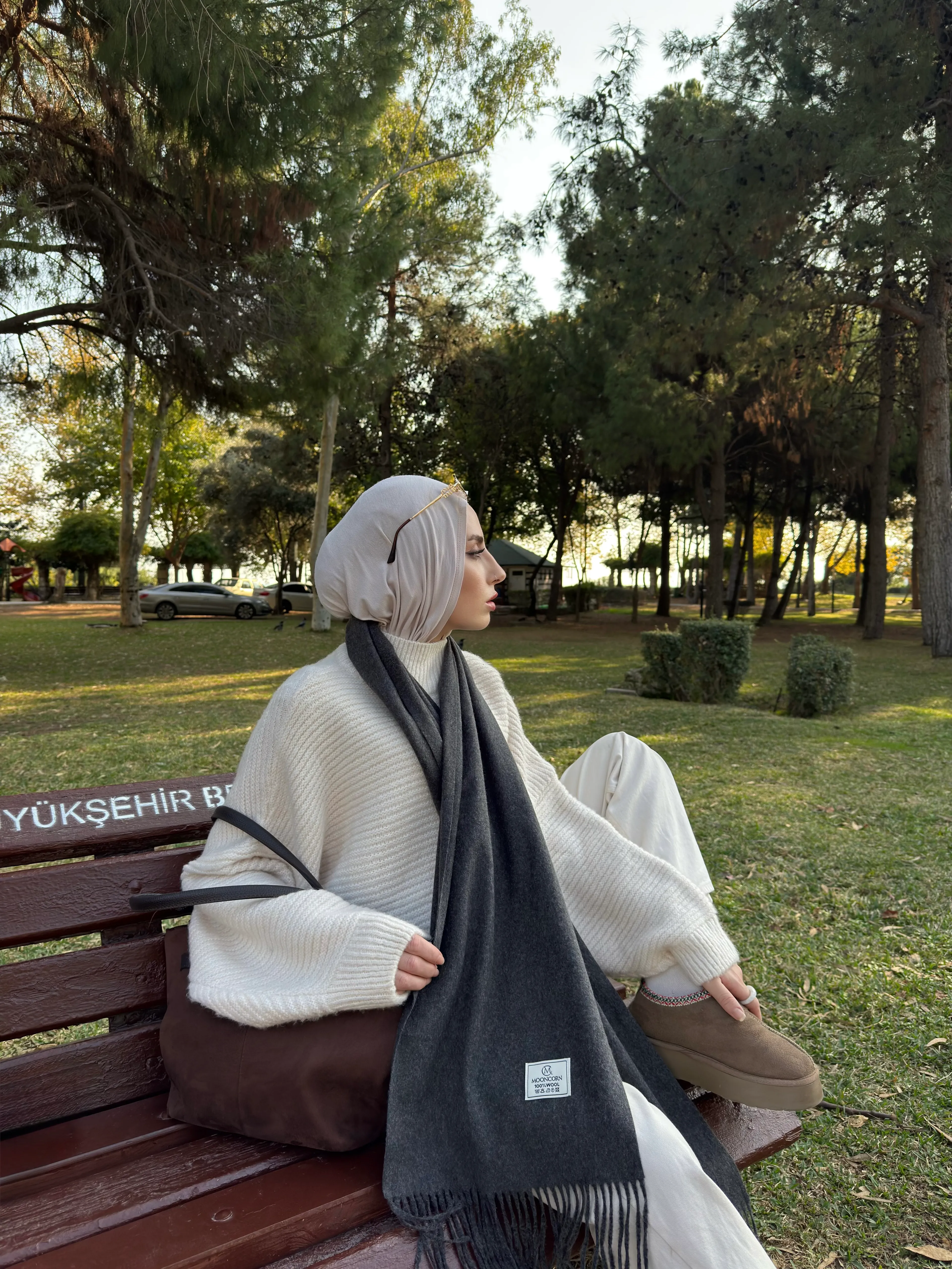 Toptan Yün Atkı - Füme