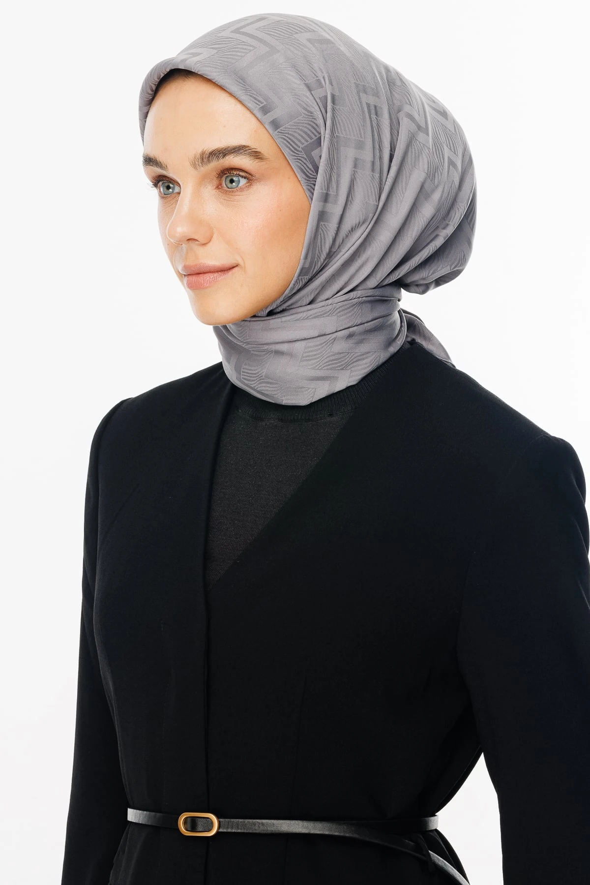 Toptan Viora Desen İpeksi Jakar Eşarp - Gri