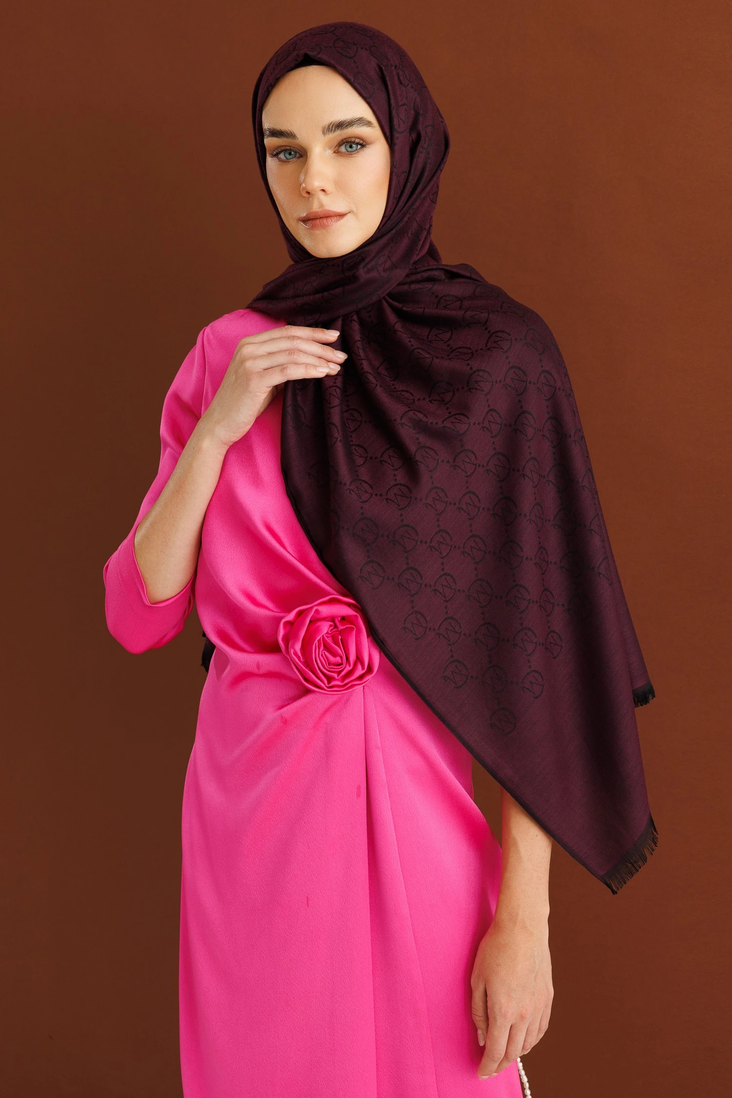 Wholesale Wool Silk Shawls - Damson