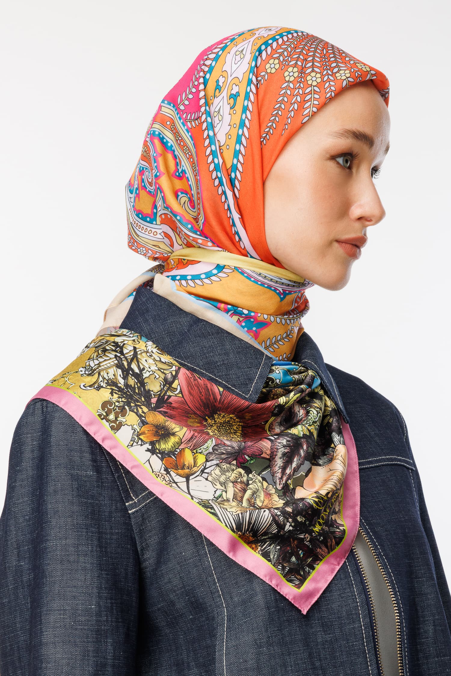 Toptan Virel Desen Pamuk Eşarp - Limon