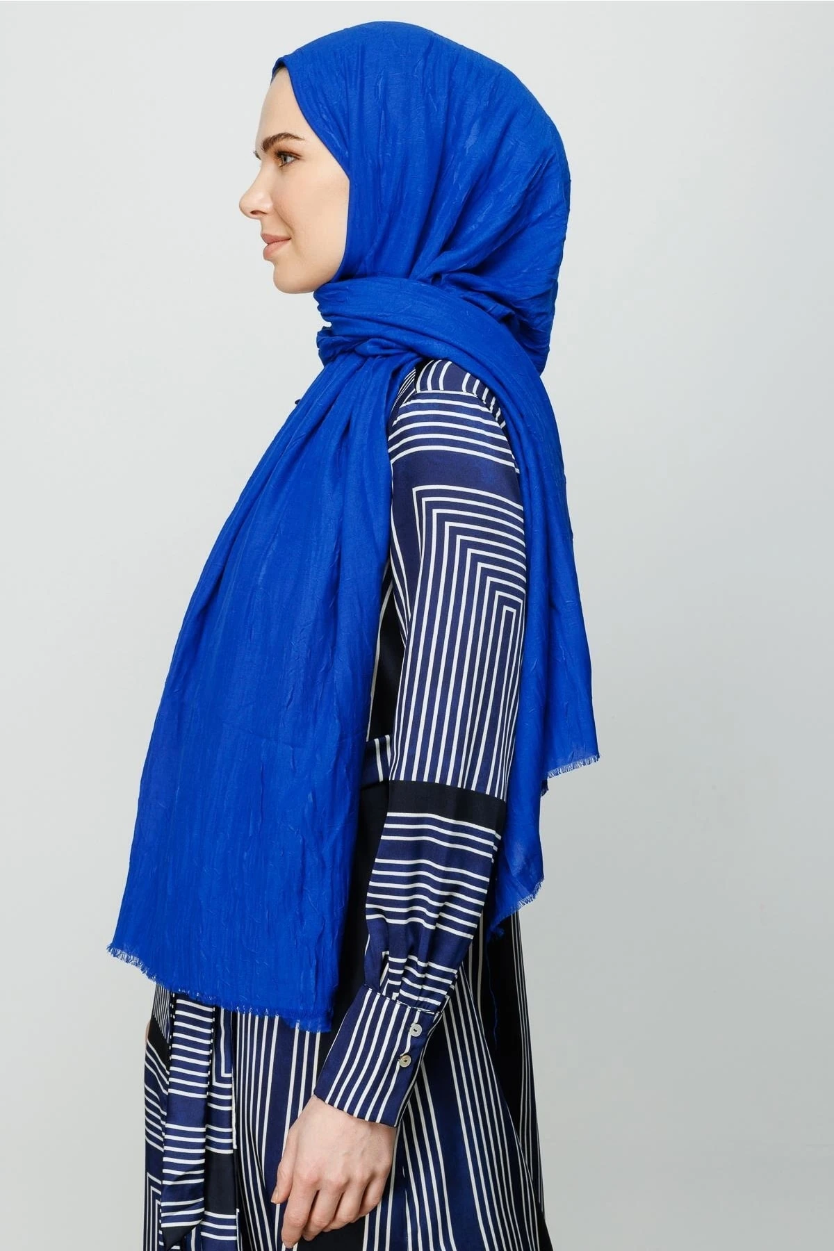 Toptan Bambu Şal - Saks Mavi