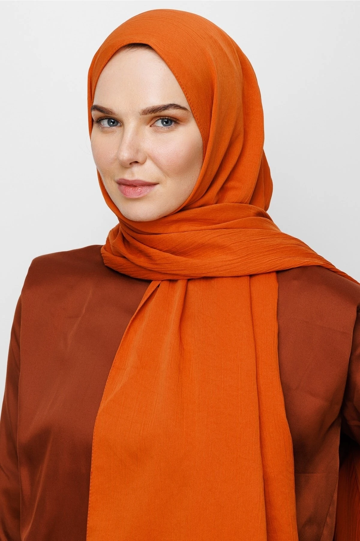 Toptan Krinkıl Medine İpeği Şal - Kiremit