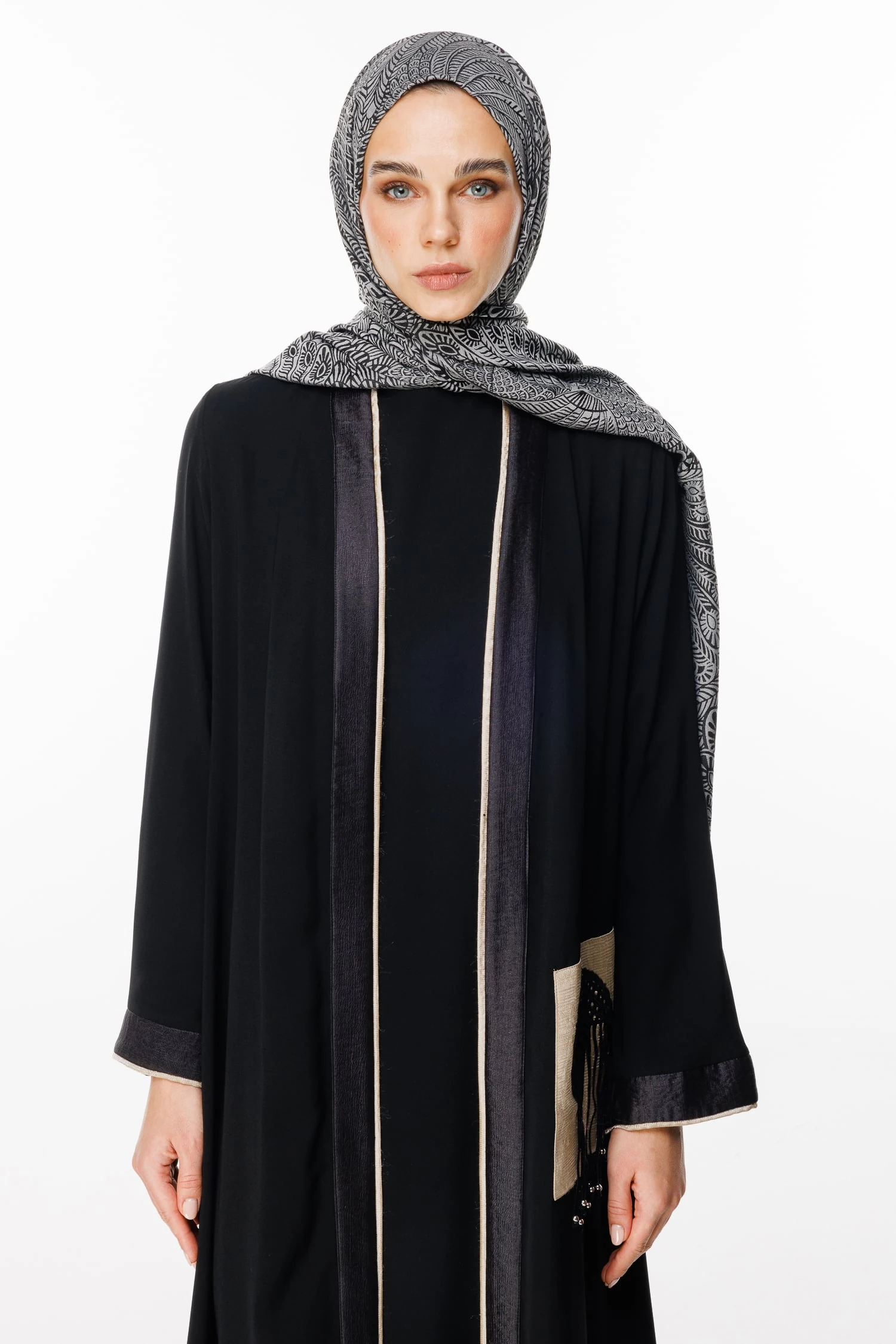 Toptan Mayra Desen Çift Taraflı Şal - Siyah-Siyah