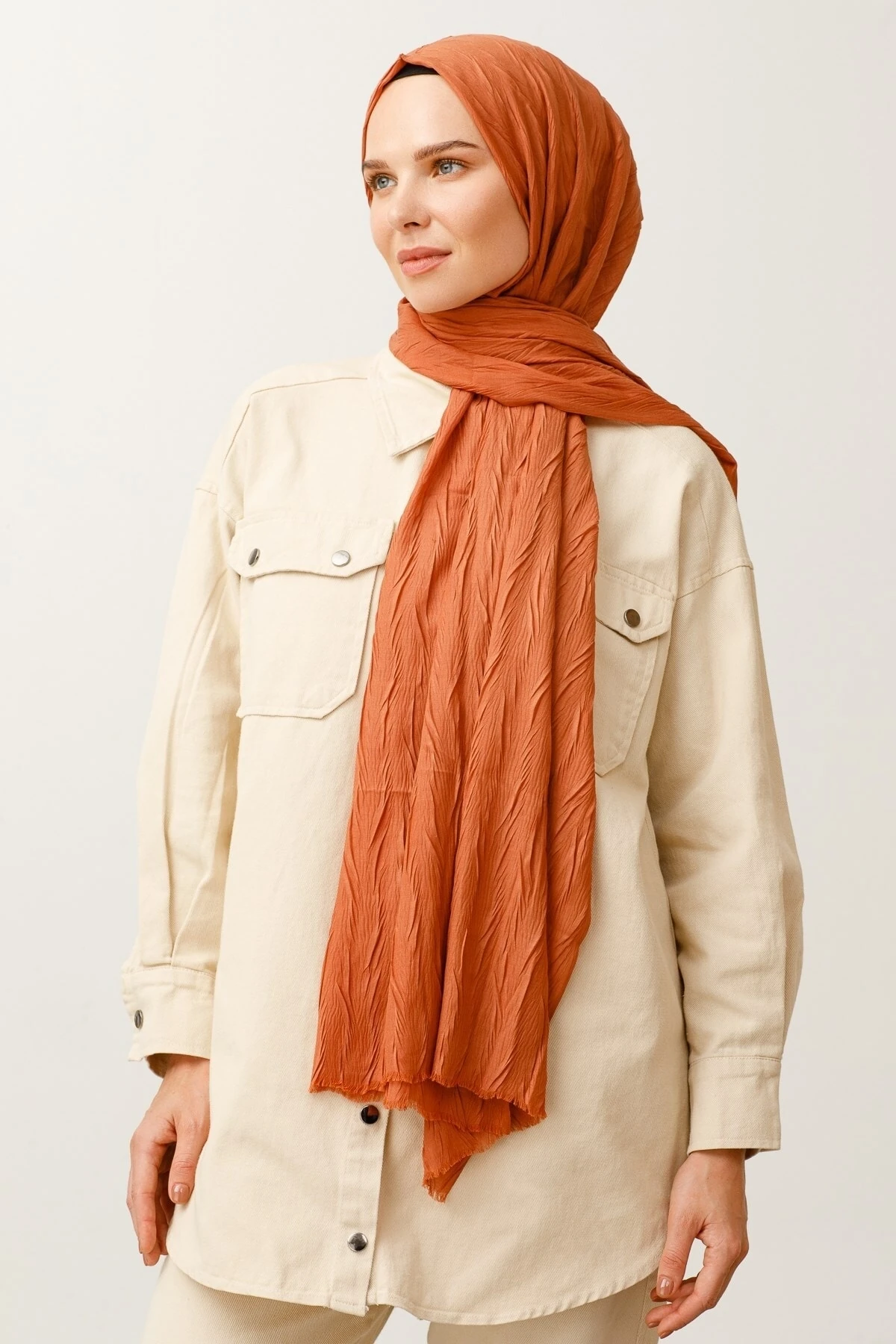 Pleated Bamboo Shawl - Light Tile