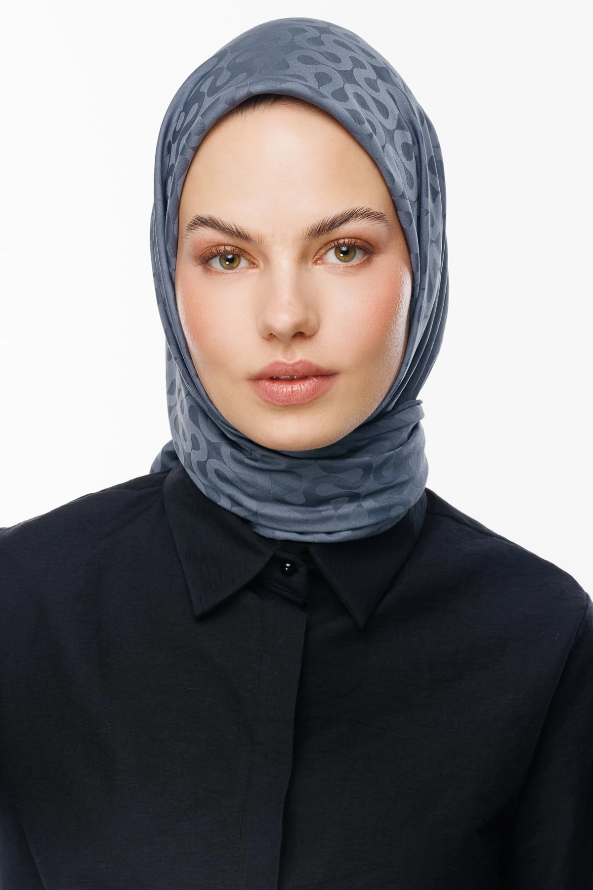 Toptan Moon Desen İpeksi Jakar Eşarp - Füme