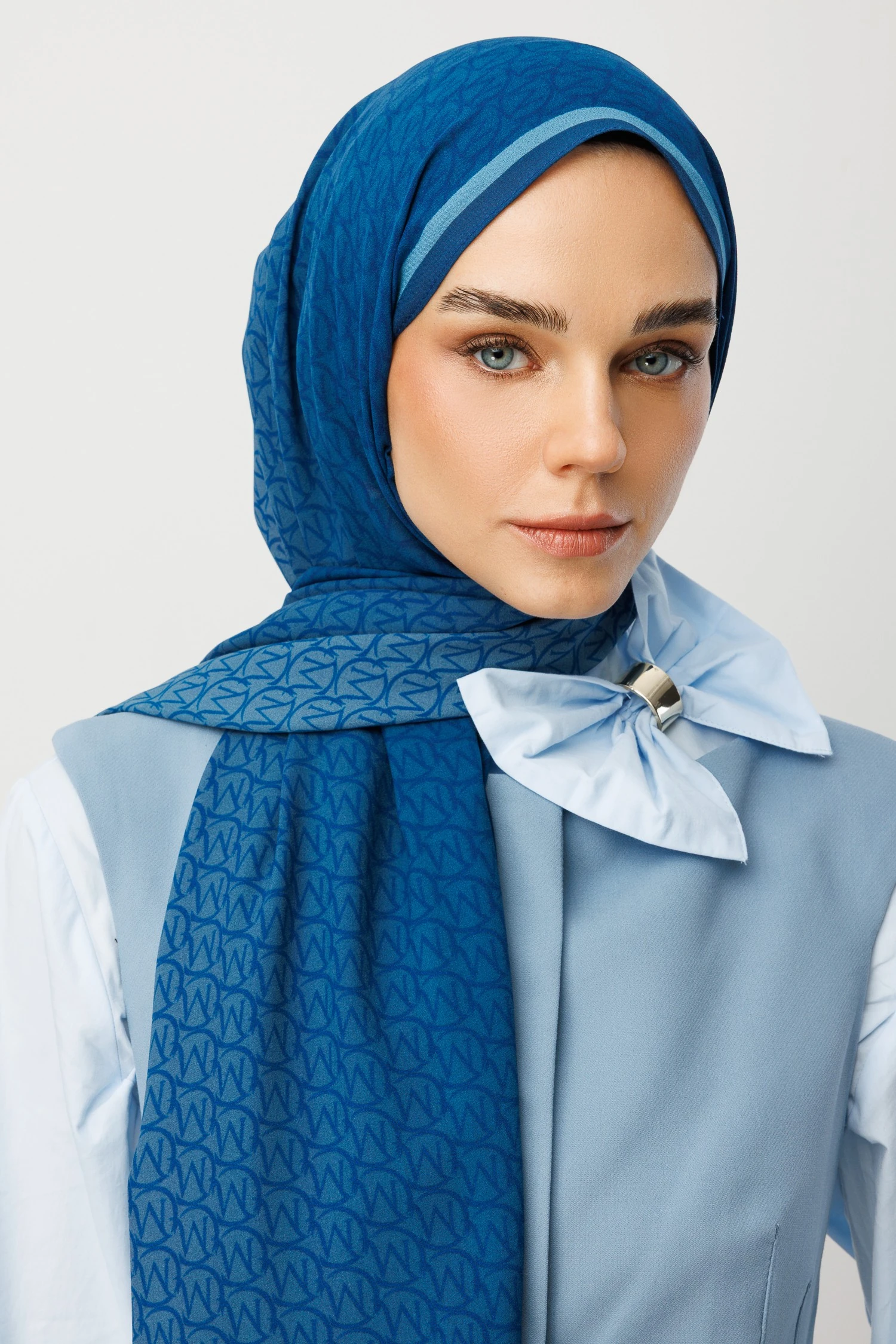 Wholesale Monogram Hebei Silk Shawl - Indigo