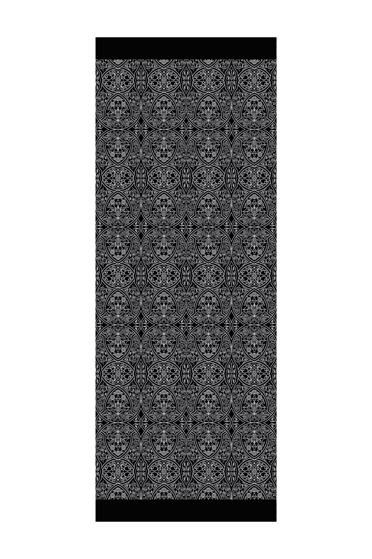 Morocco Pattern Double-Sided Shawl - Black-Black