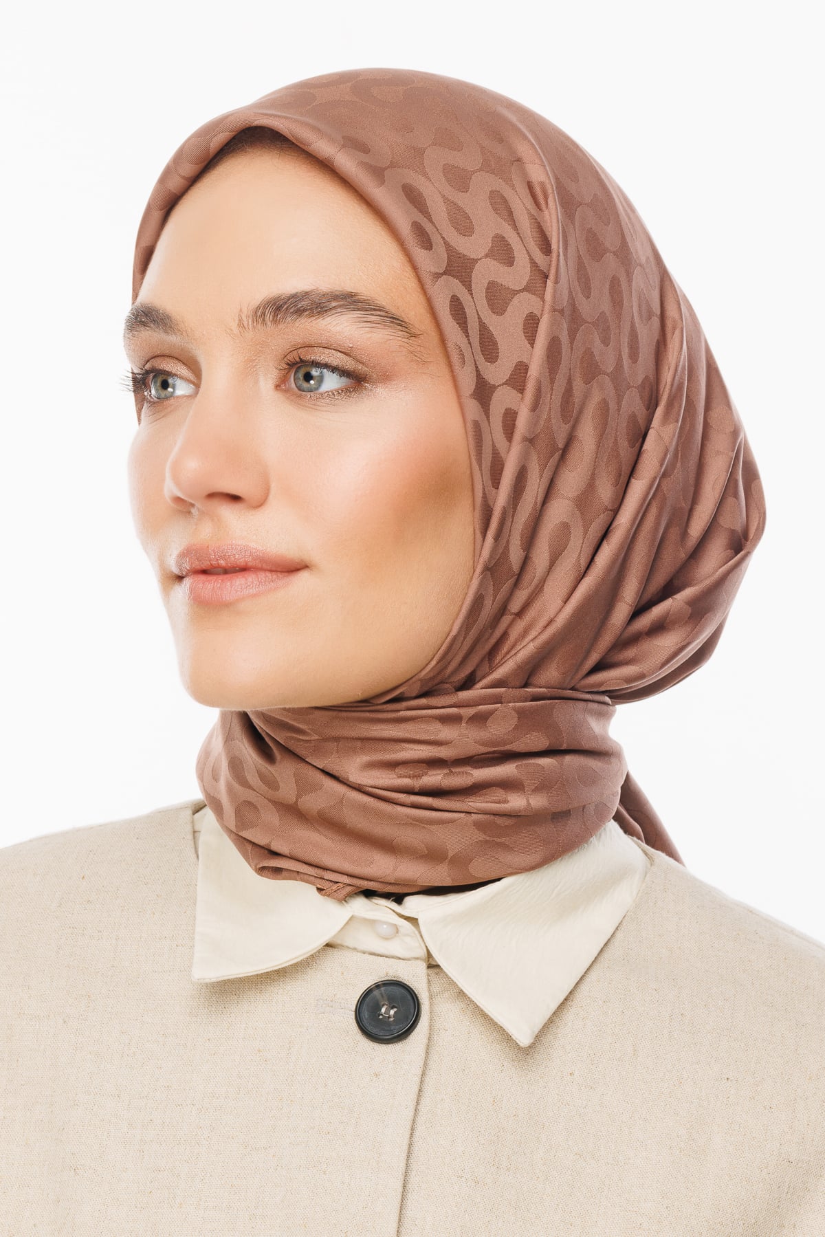 Moon Pattern Silky Jacquard Scarf - Yalı