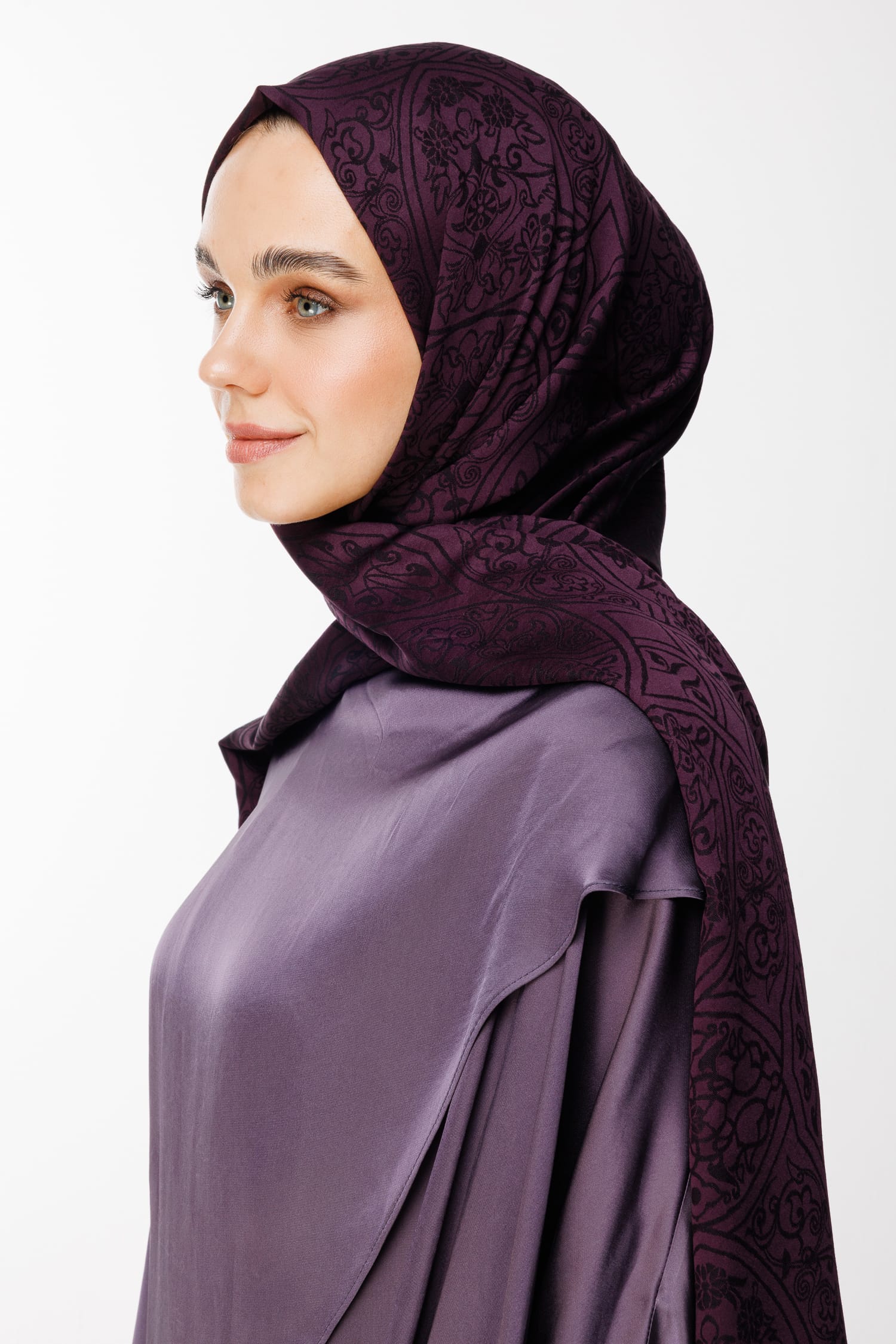Morocco Pattern Double-Sided Shawl - Purple-Black