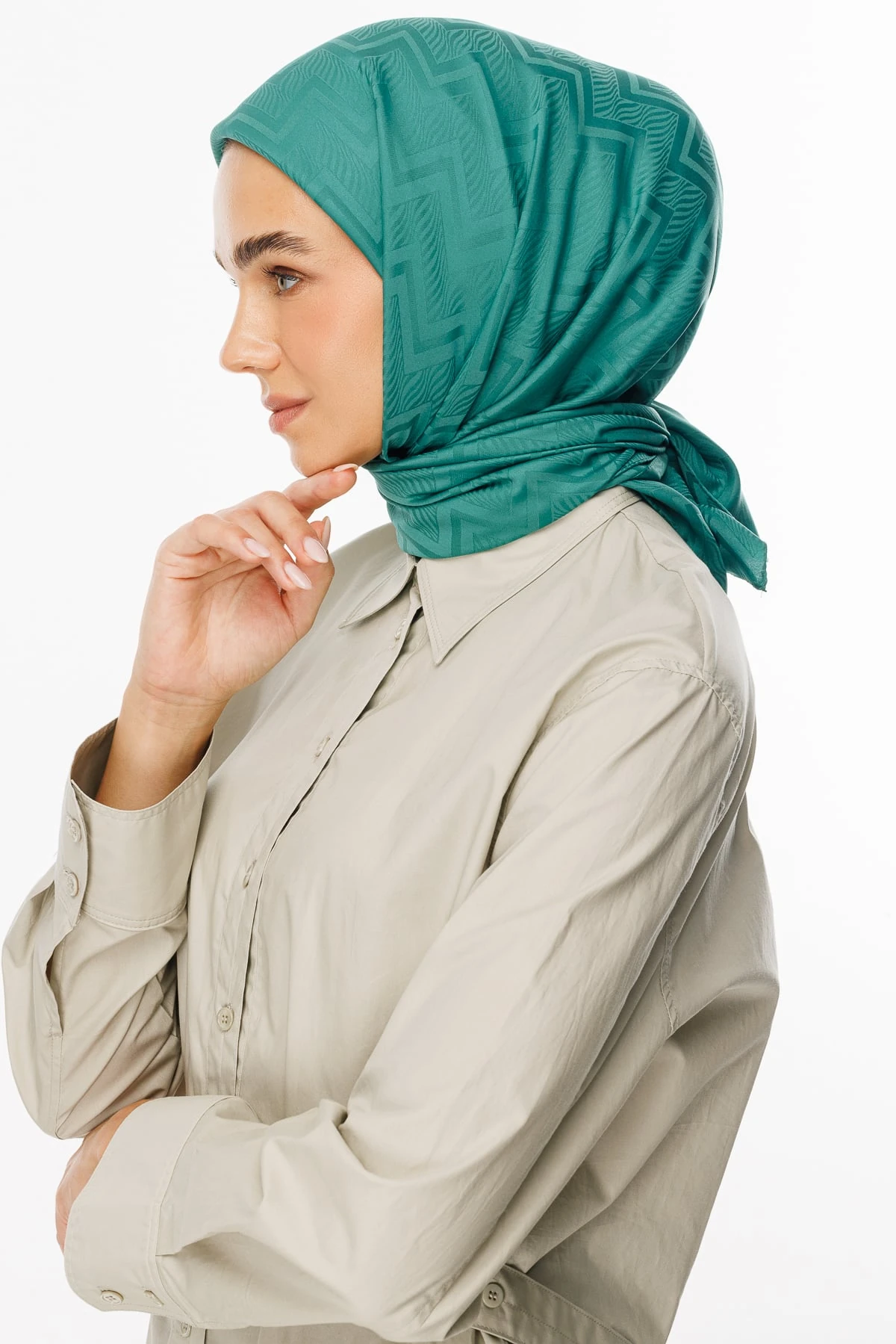 Toptan Viora Desen İpeksi Jakar Eşarp - Mint Yeşili