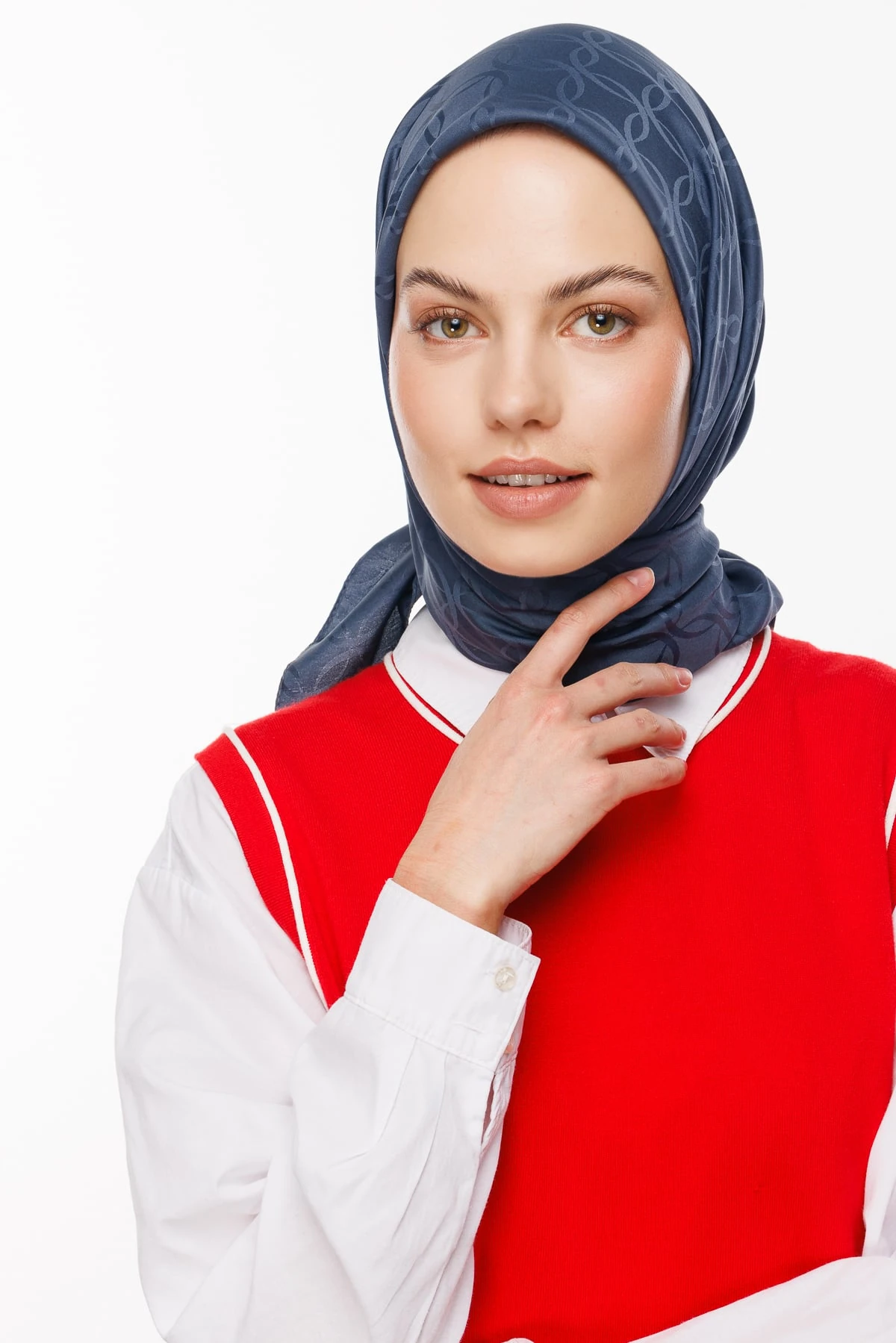 London Pattern Silky Jacquard Scarf - Anthracite