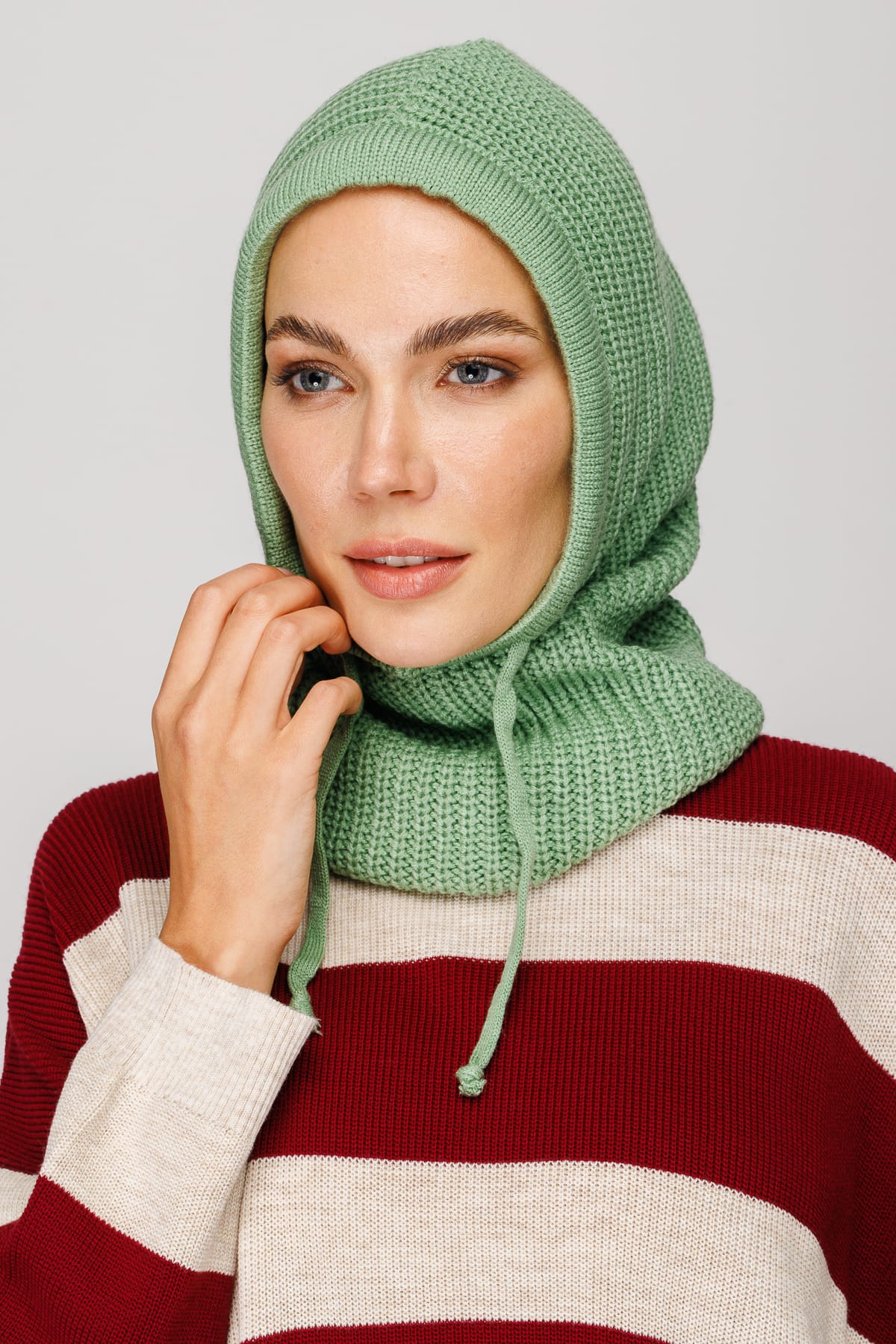 Toptan Balaclava Triko Başlık - Mint Yeşili