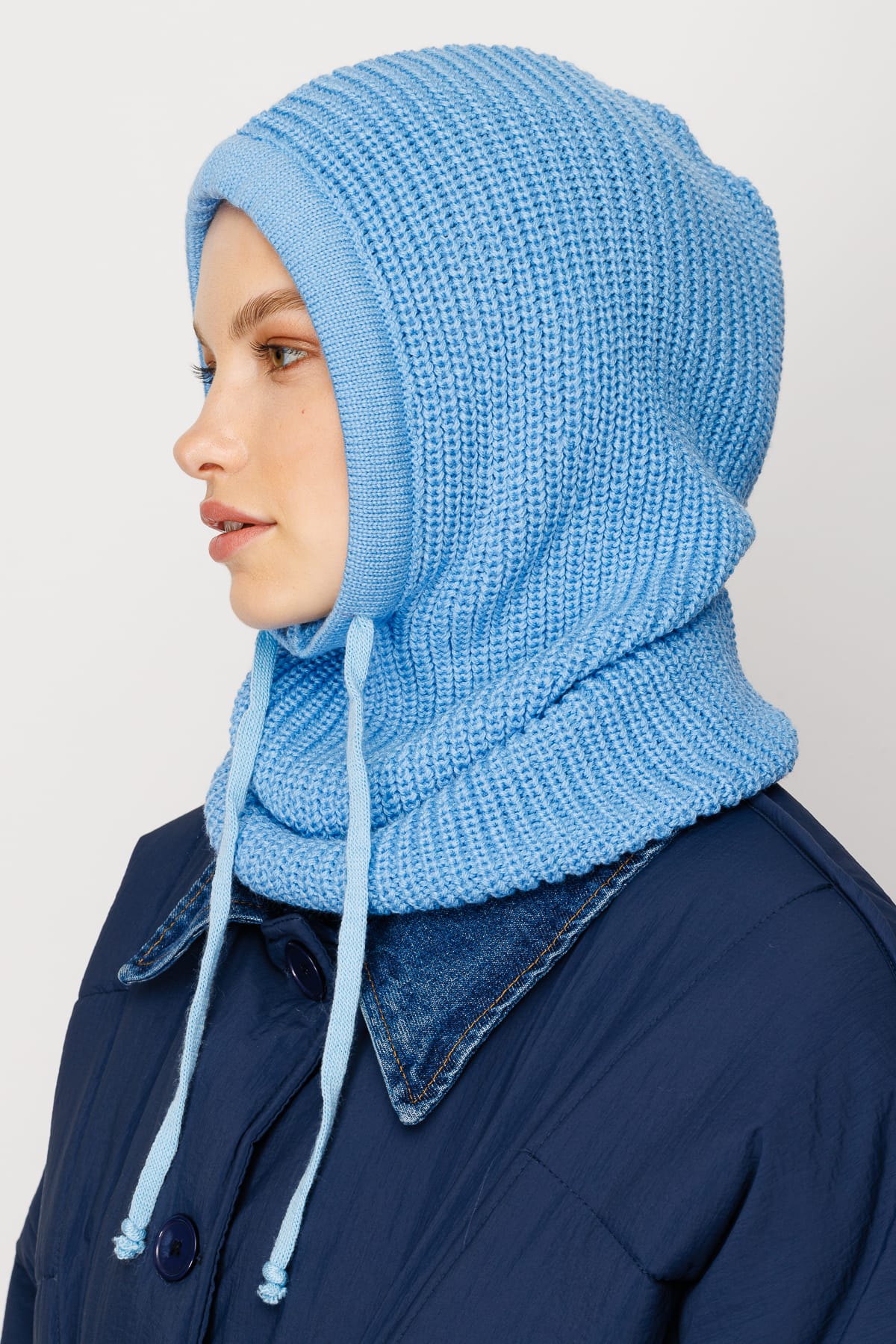 Toptan Balaclava Triko Başlık - Bebek Mavisi