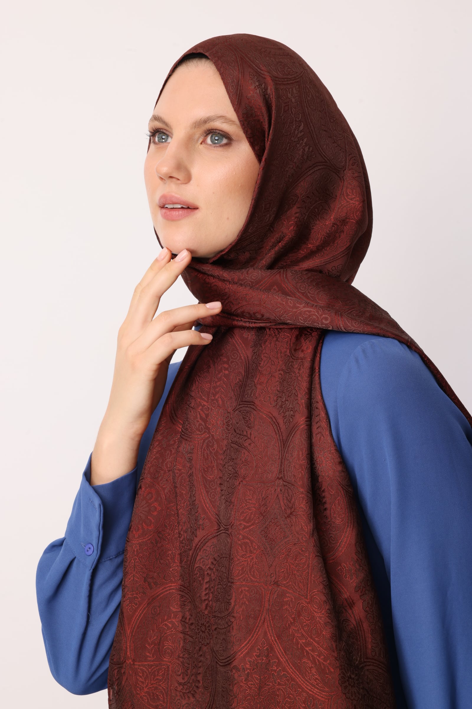 Shline Line Viscose Shawl - Bitter Coffee-Coffee