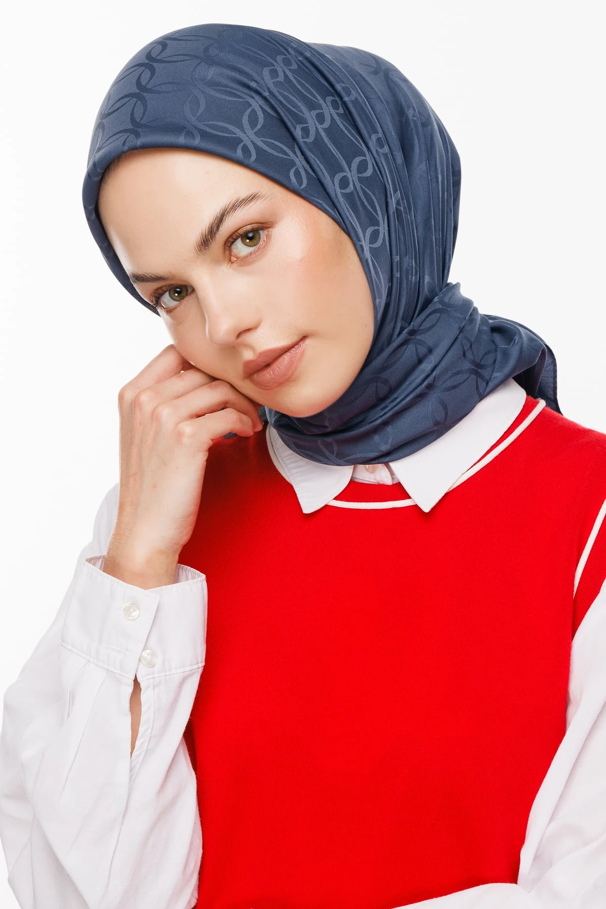 London Pattern Silky Jacquard Scarf - Anthracite