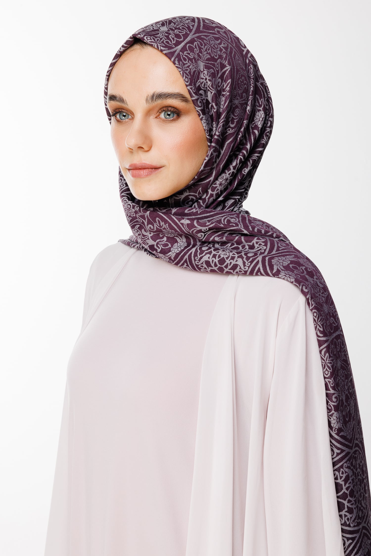 Morocco Pattern Double-Sided Shawl - Purple-Gray
