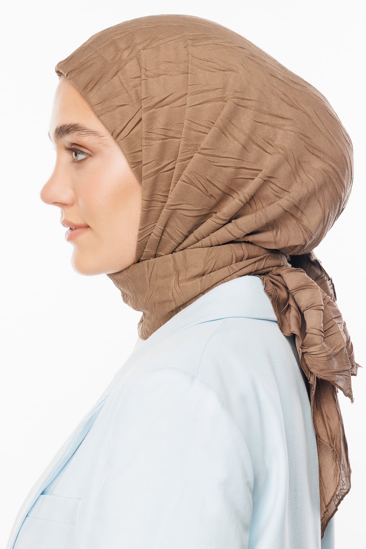 Toptan Piliseli Bambu Eşarp - Ağaç Kabuğu