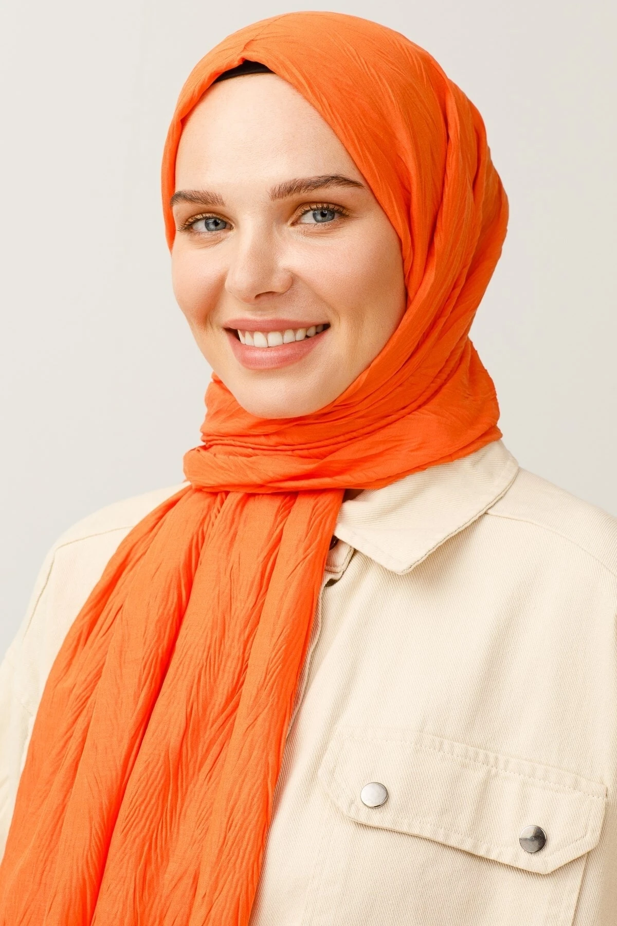 Pleated Bamboo Shawl - Orange