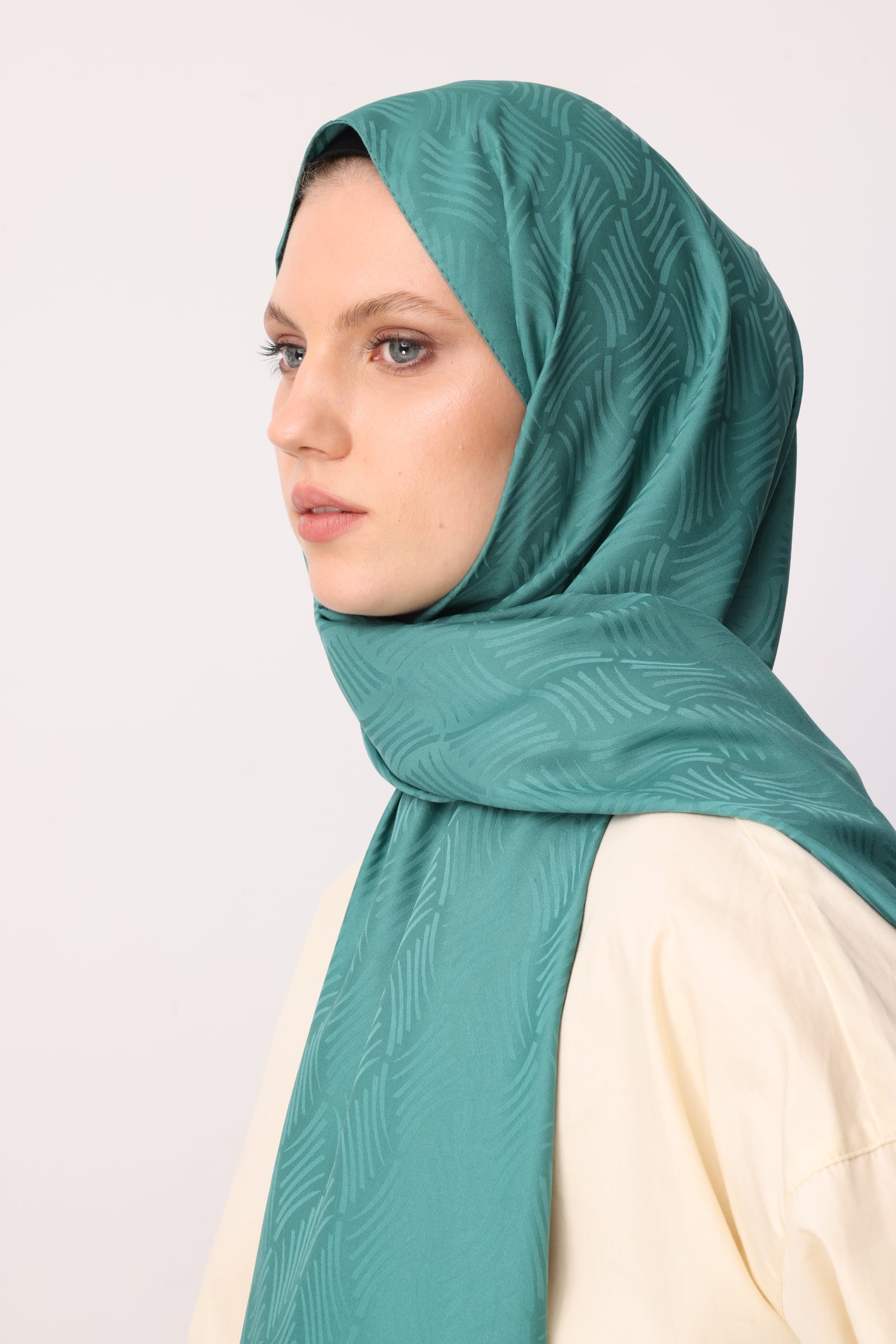 Aura Pattern Silk Jacquard Shawl - Mint Green