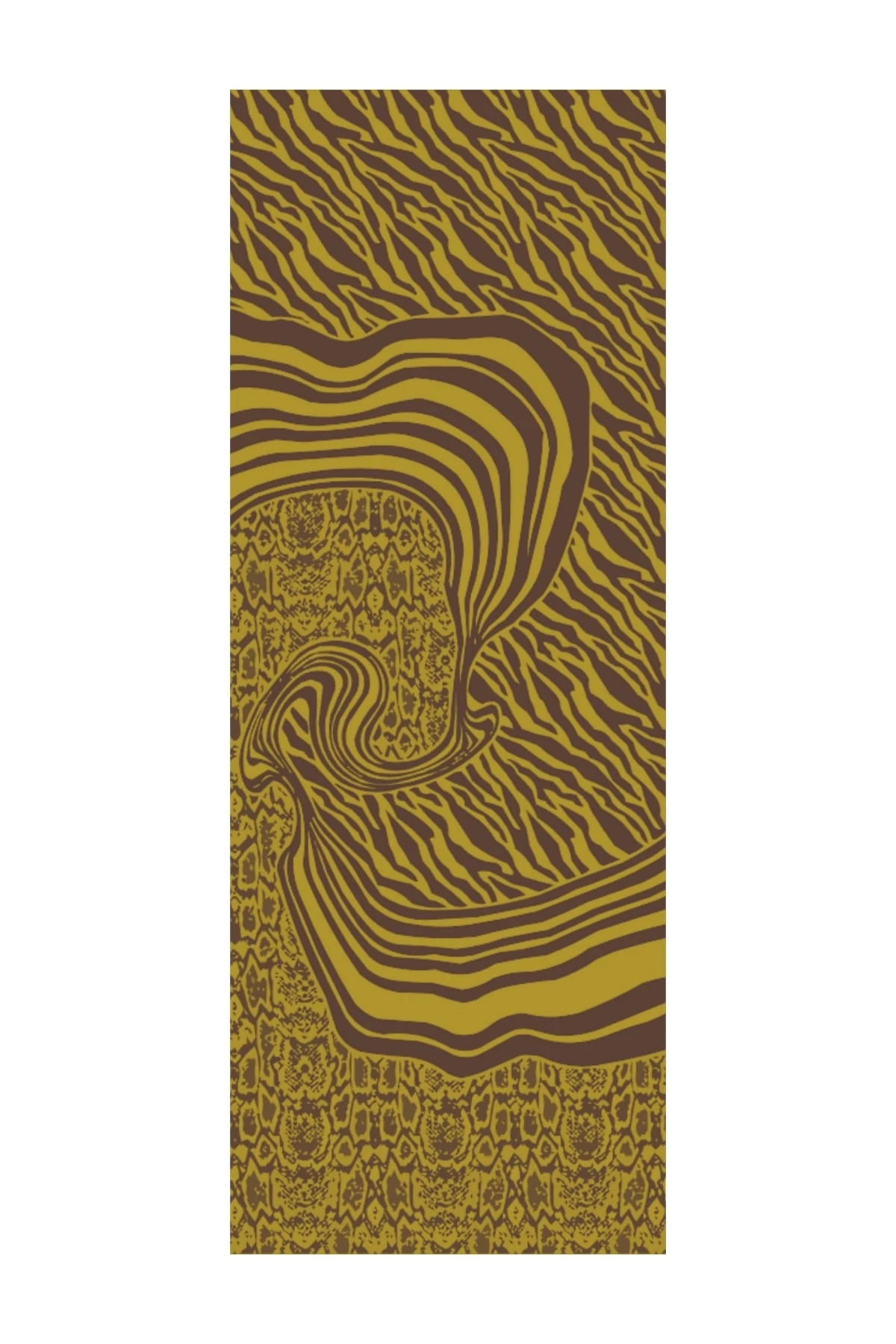 Riad-Pattern Reversible Shawl - Bitter Coffee-Salmon