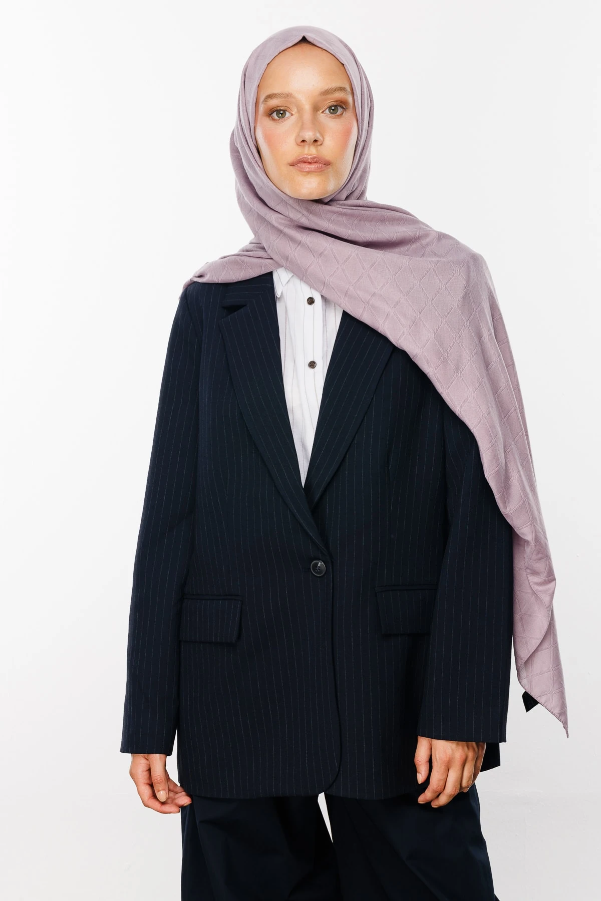 Bamboo Jacquard Shawl - Lavender Gray