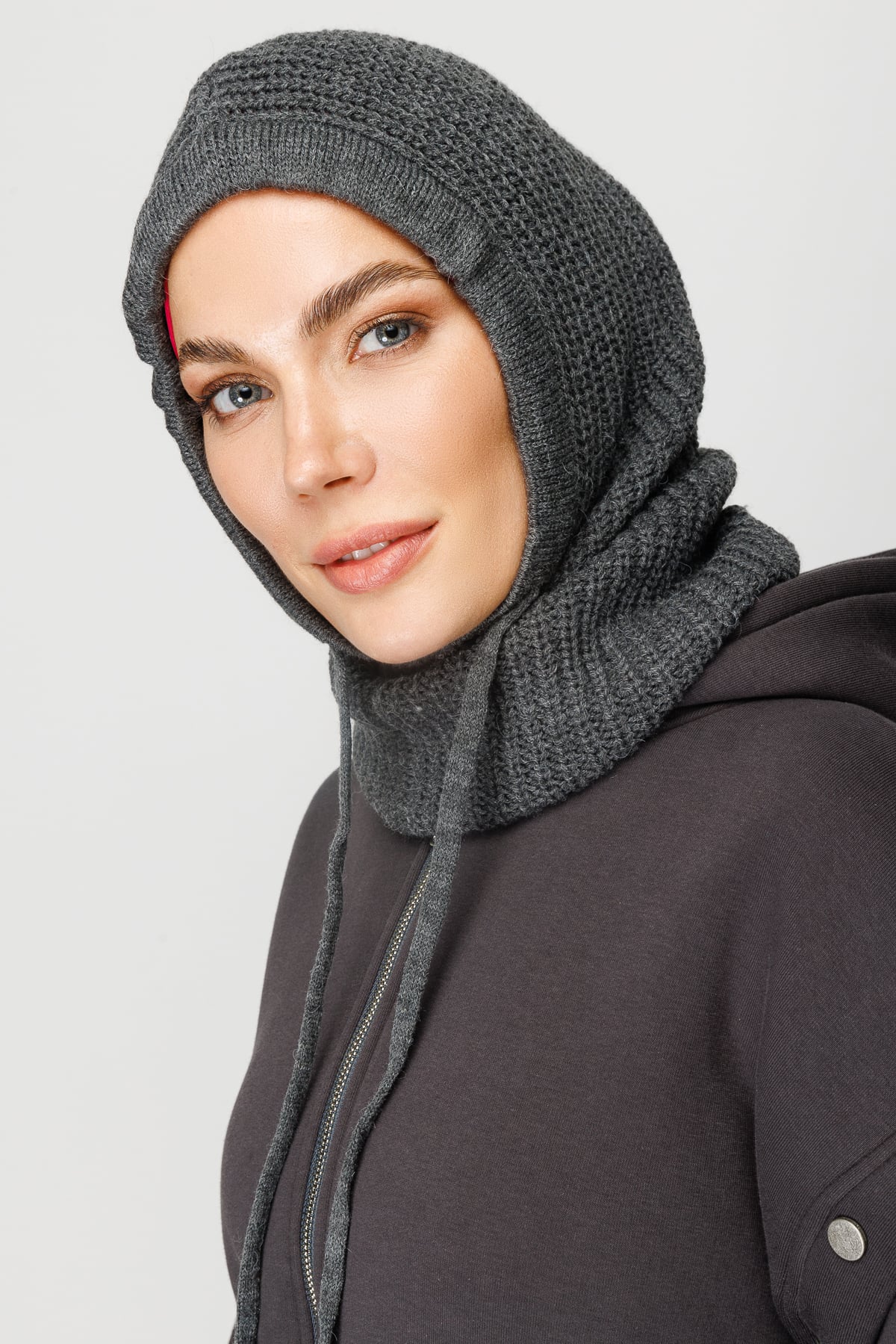 Toptan Balaclava Triko Başlık - Füme