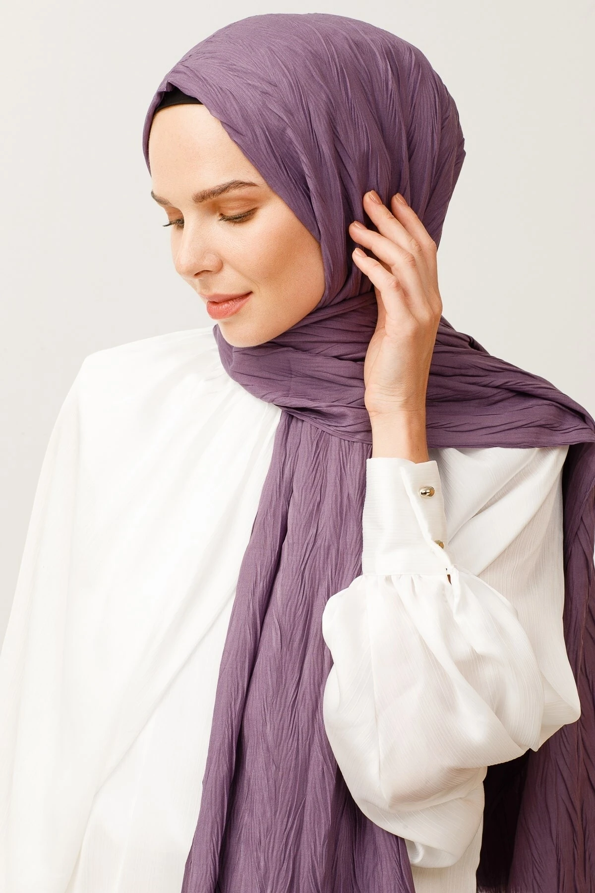 Toptan Piliseli Bambu Şal - Lavanta