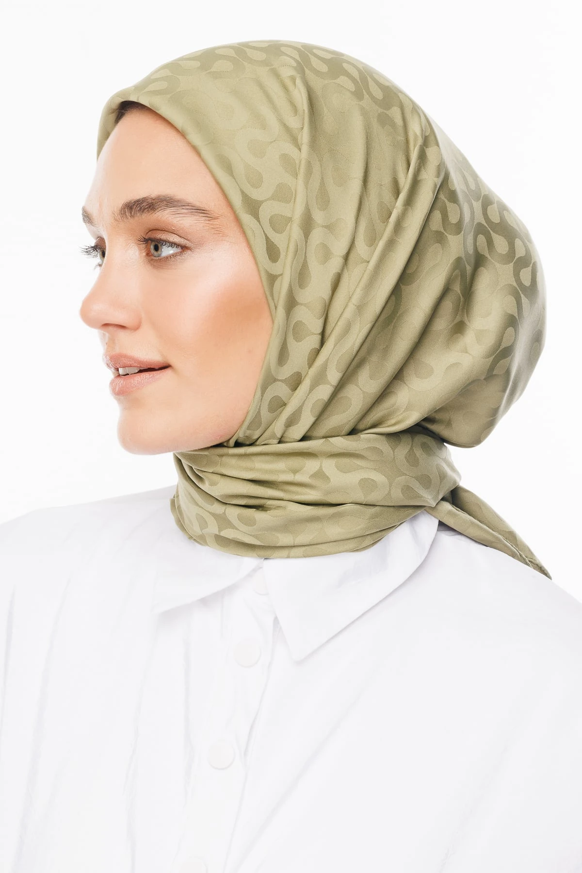 Moon Pattern Silky Jacquard Scarf - Soft Green