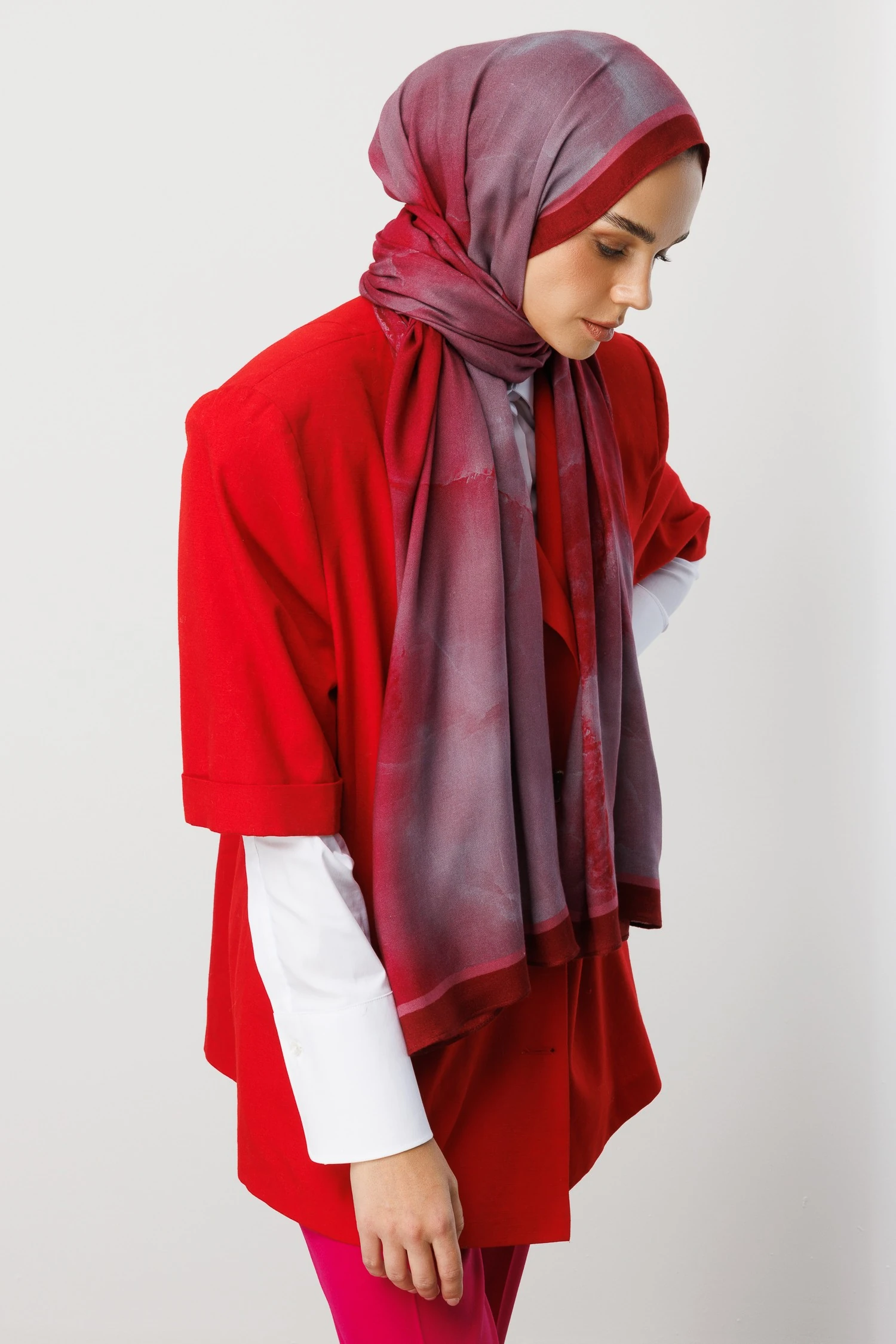 Toptan Moreal Desen Rami Şal - Bordo