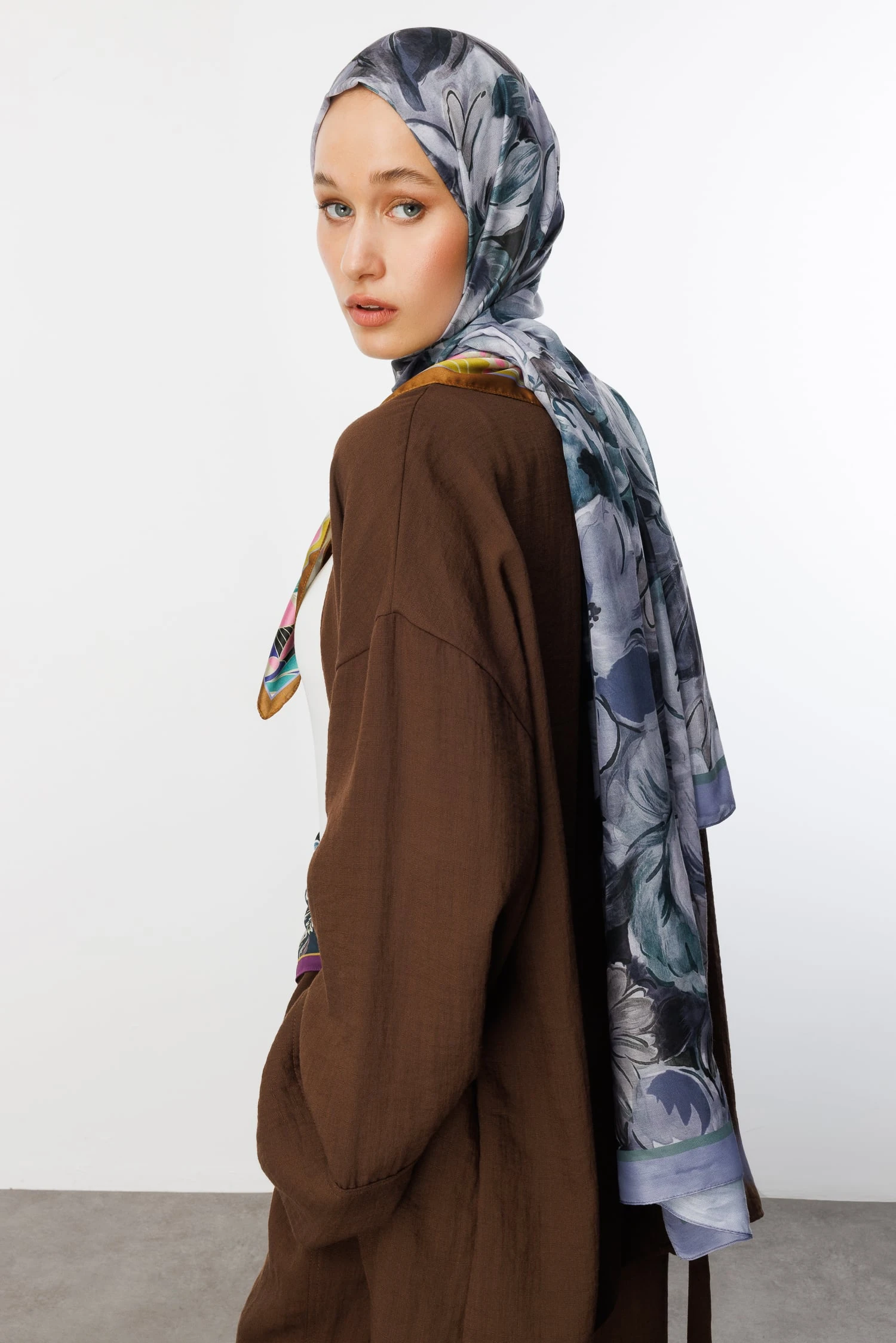 Patterned Cotton Shawl - Blue