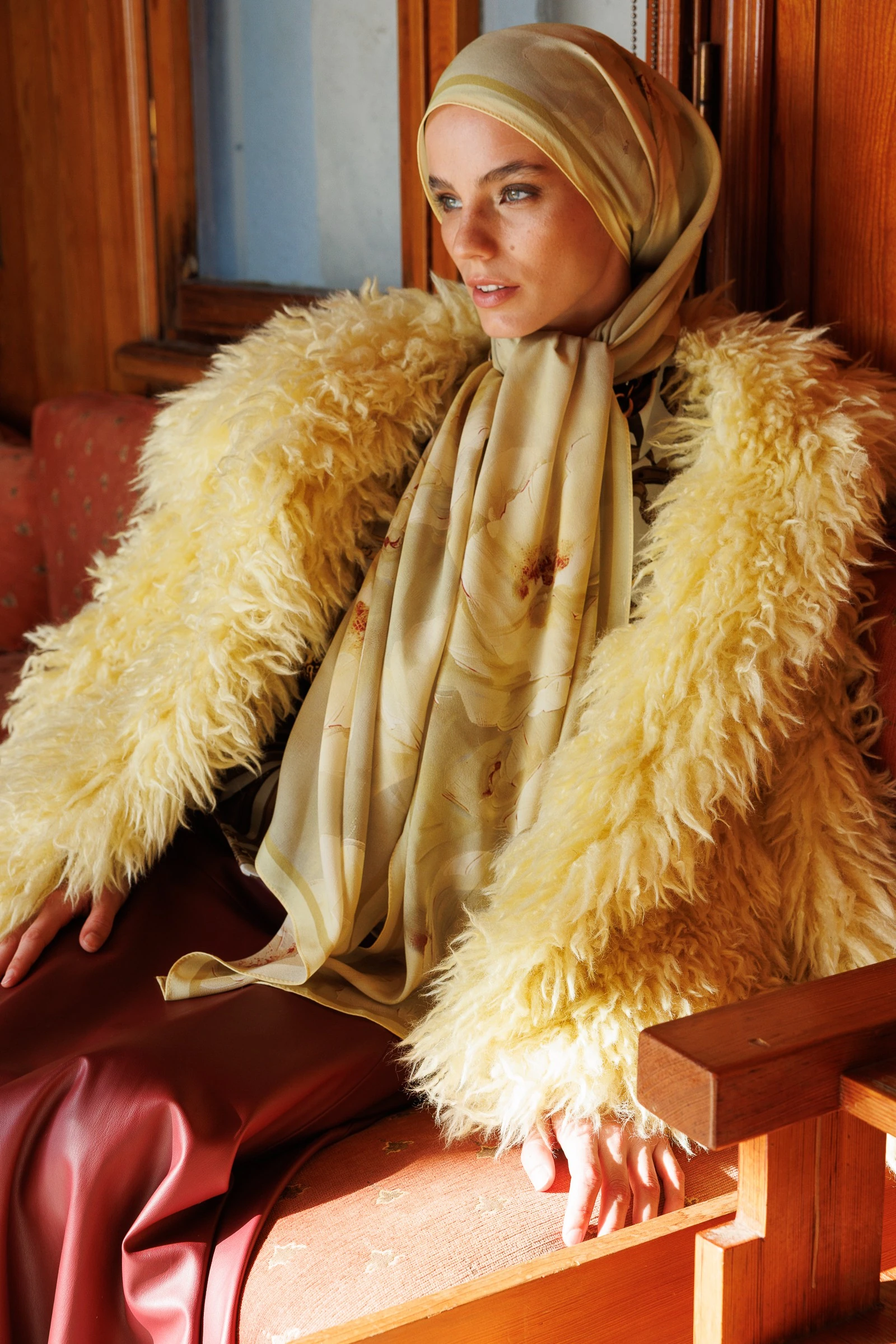 Toptan Rose Desen Hebei İpek Şal - Kayısı