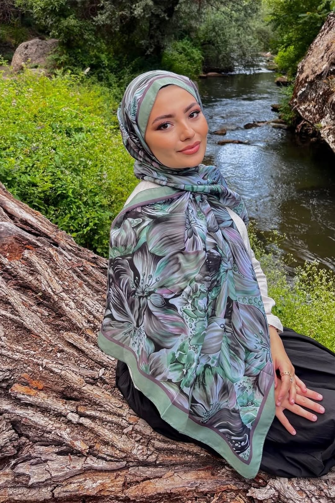 Wholesale Larin Pattern Cotton Shawl - Aqua Green