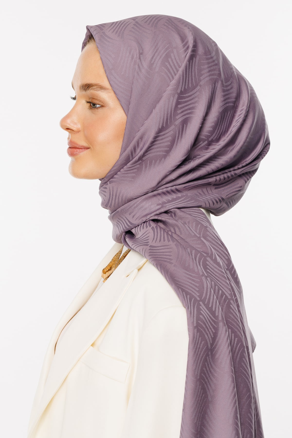 Aura Pattern Silk Jacquard Shawl - Lavender
