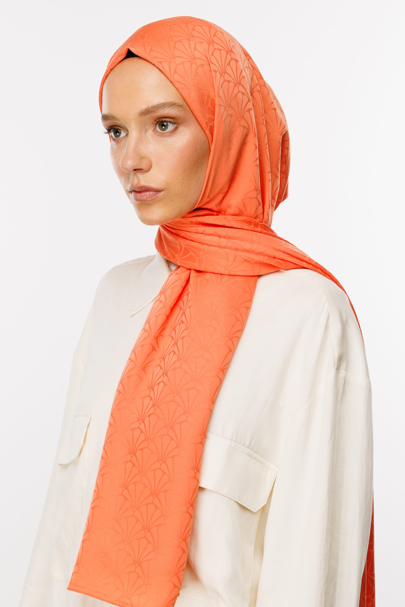 Lotus Pattern Silk Jacquard Shawl - Pinkymouth