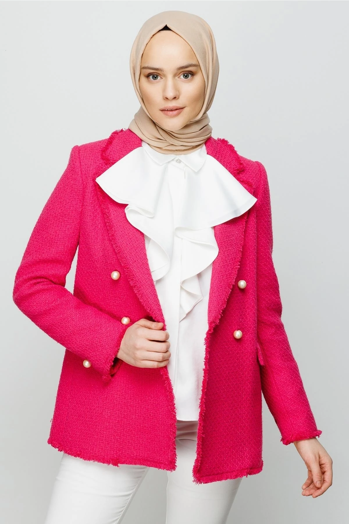 Toptan Pamuk Kraş Şal - Kum Beji