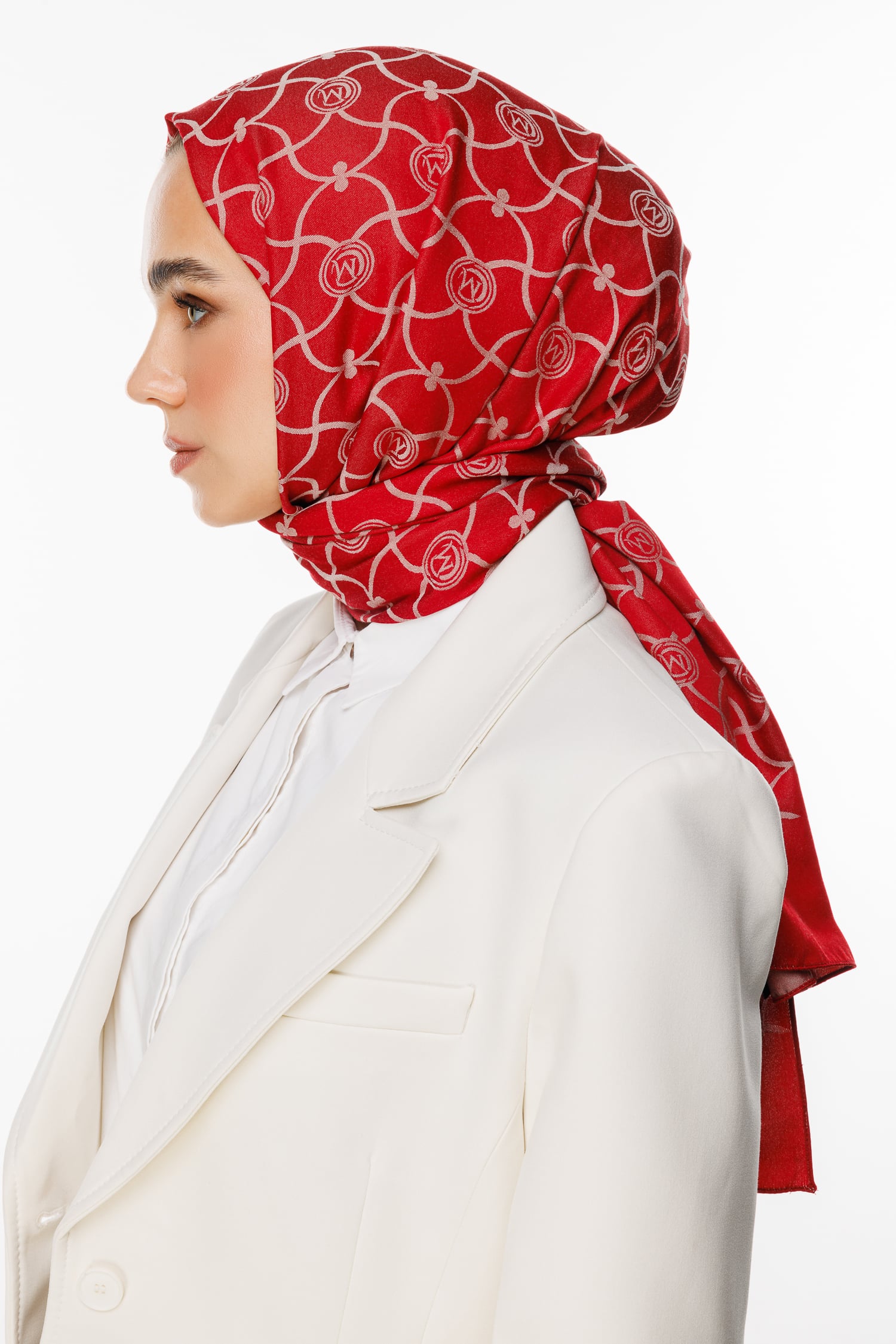 Toptan Marrakech Desen Çift Taraflı Şal - Bordo-Mint Yeşili