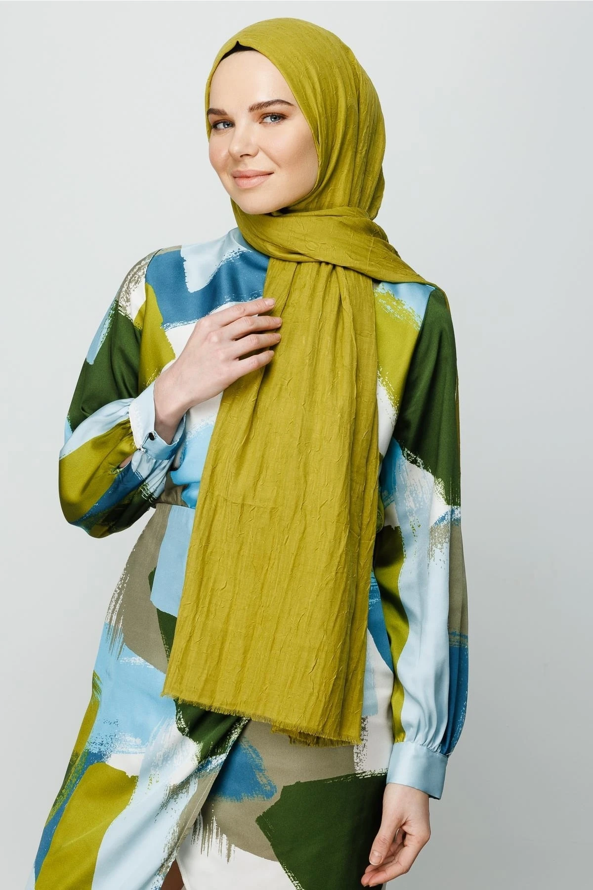 Toptan Bambu Şal - Zeytin Yeşili